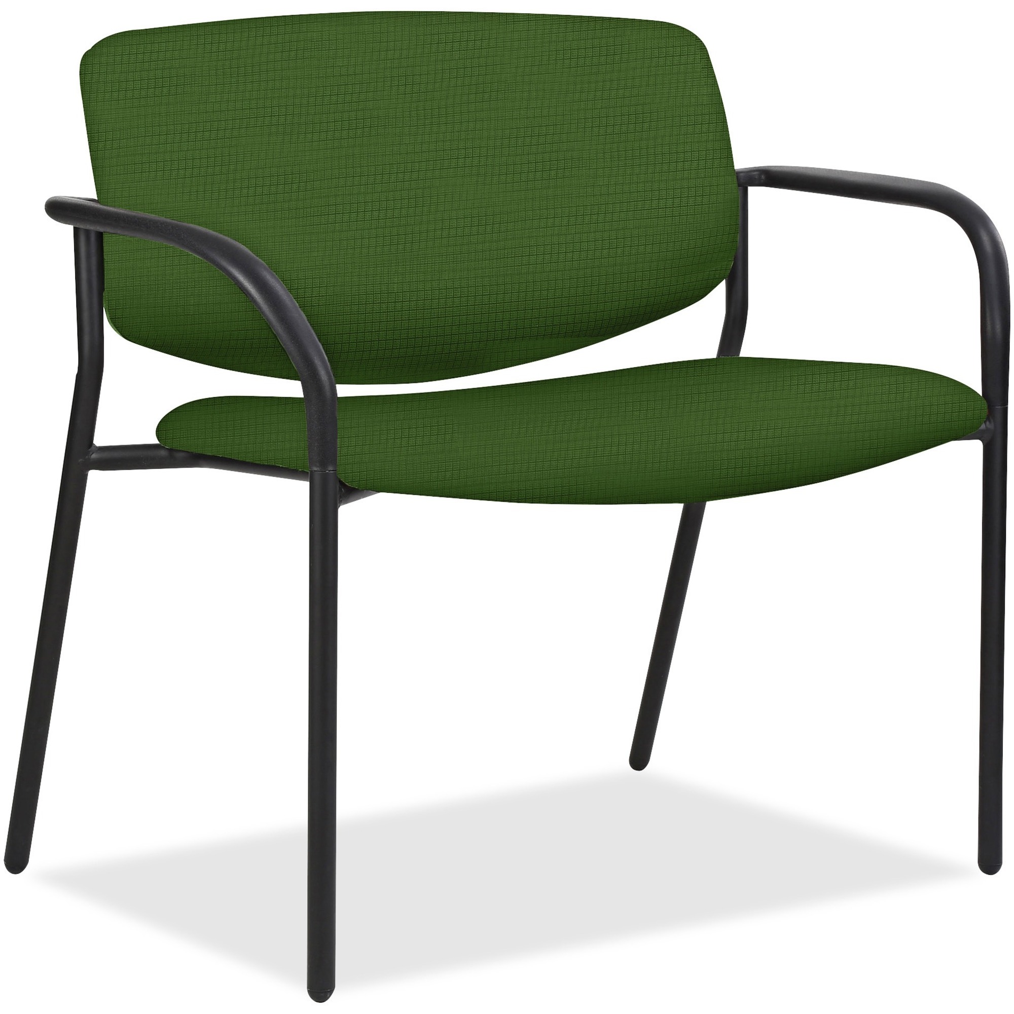 Lorell Avent Big & Tall Upholstered Guest Chair with Arms - Fern Seat Color - Steel, Crepe Fabric Seat Material - Fern Back Color - Steel Back Material - Powder Coated, Black Frame Color - Tubular Steel Frame Material - Four-legged Base - Armrest - 1 Each