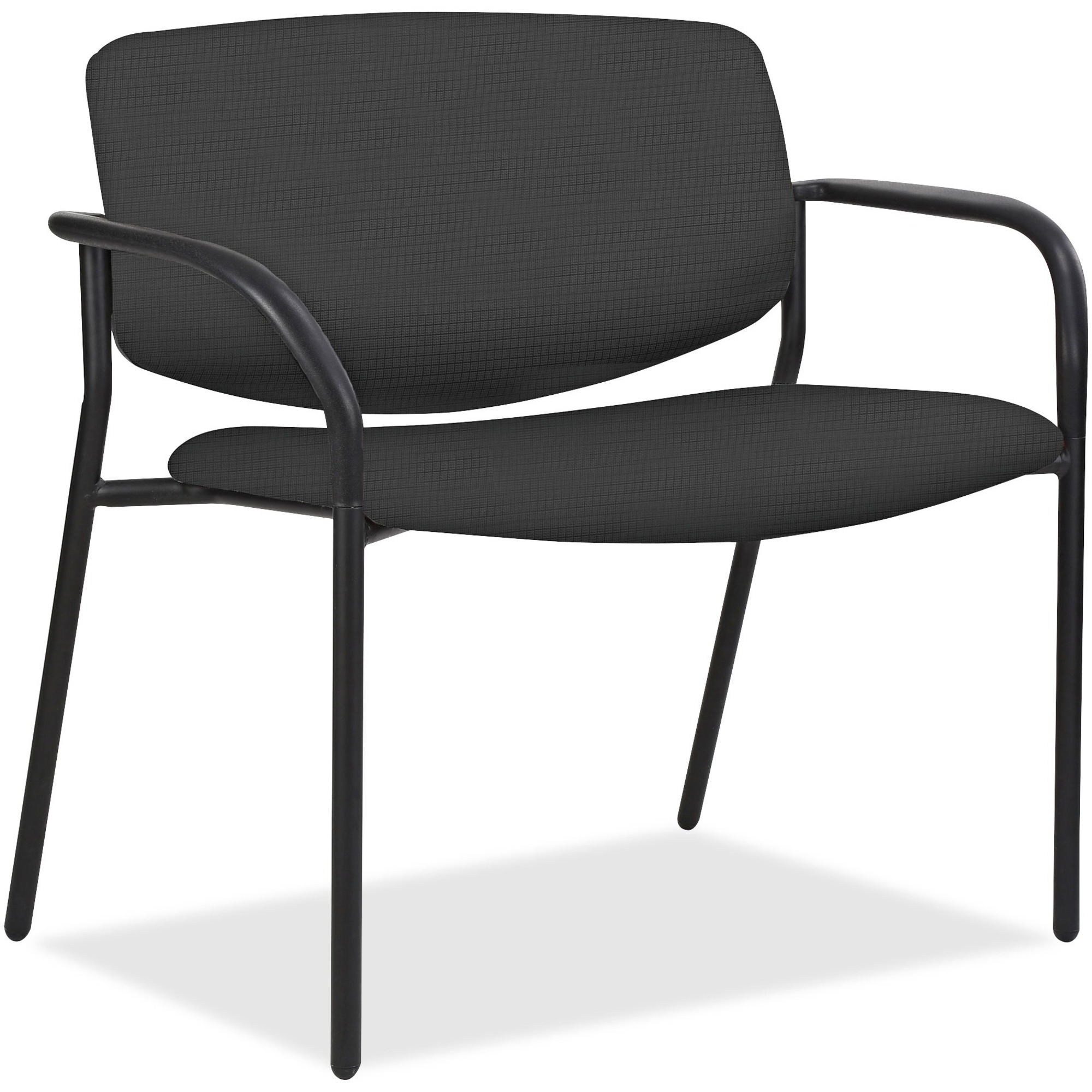 Lorell Avent Big & Tall Upholstered Guest Chair with Arms - Ash Seat Color - Steel, Crepe Fabric Seat Material - Ash Back Color - Steel Back Material - Powder Coated, Black Frame Color - Tubular Steel Frame Material - Four-legged Base - Armrest - 1 Each