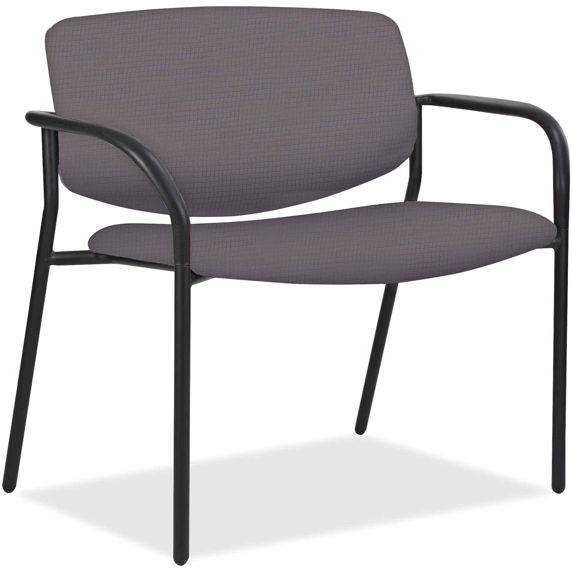 Lorell Avent Big & Tall Upholstered Guest Chair with Arms - Ash Seat Color - Foam, Vinyl Seat Material - Ash Back Color - Foam, Vinyl Back Material - Powder Coated, Black Frame Color - Tubular Steel Frame Material - Four-legged Base - Armrest - 1 Each