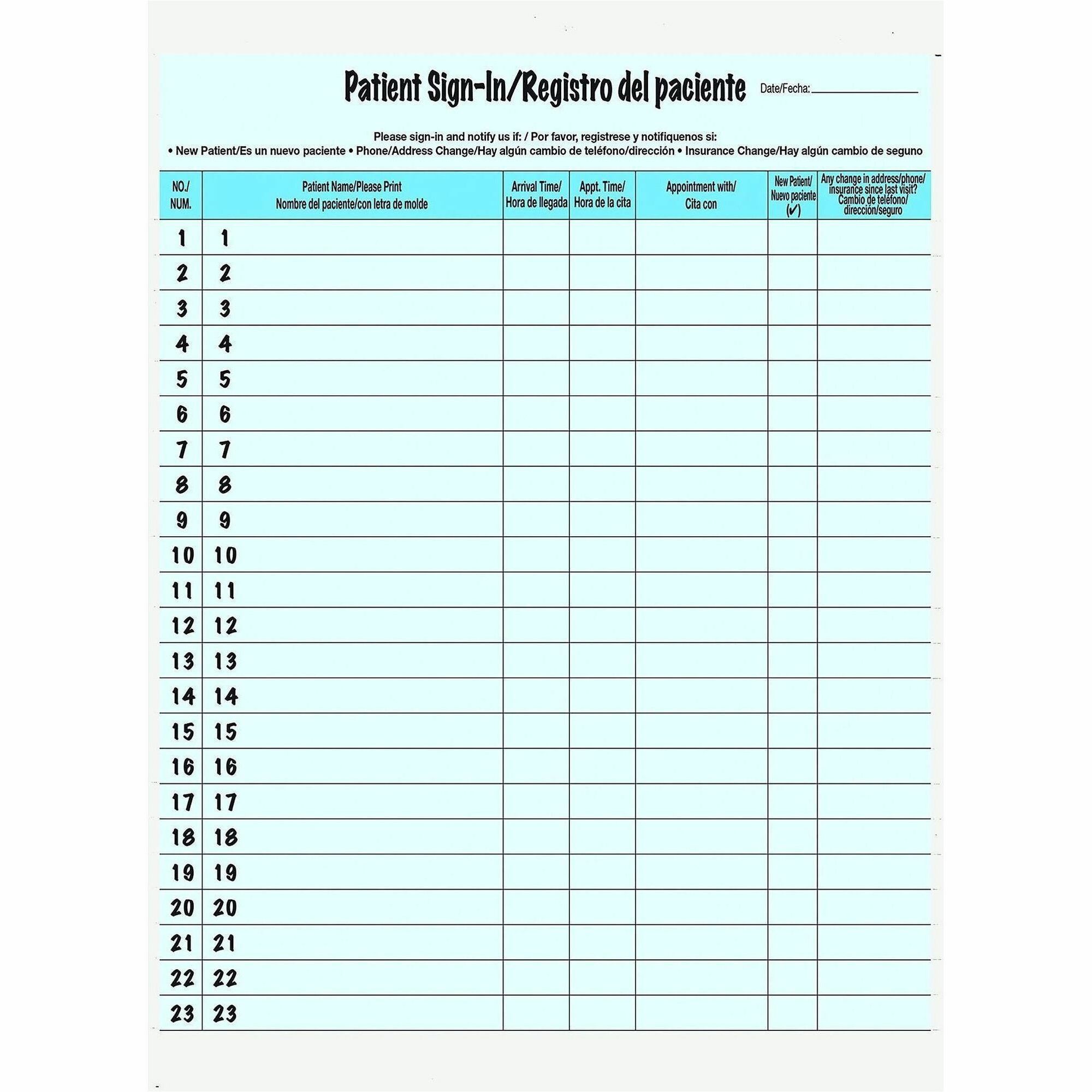 Tabbies Patient Sign-in Label Forms