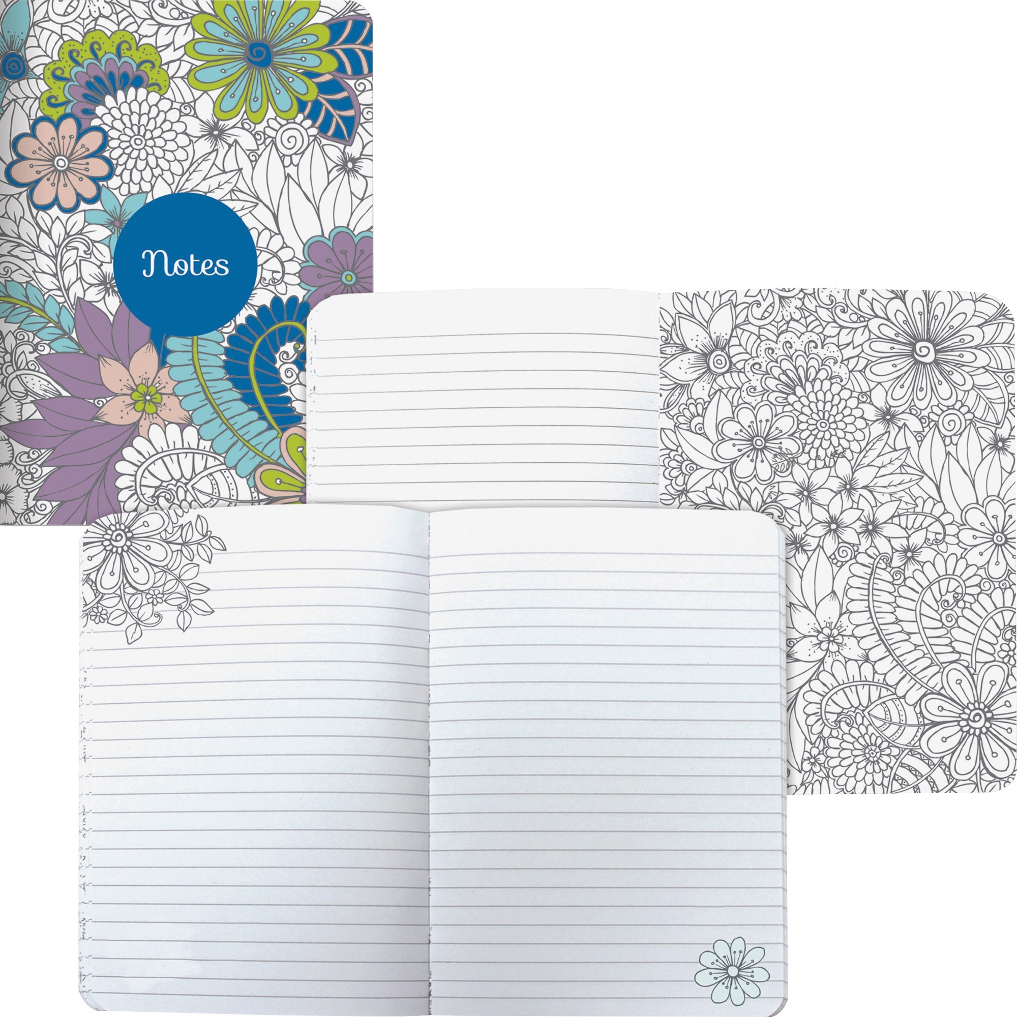 Blueline Notebook 160 Pages Sewn RuledFloral Flexible Cover