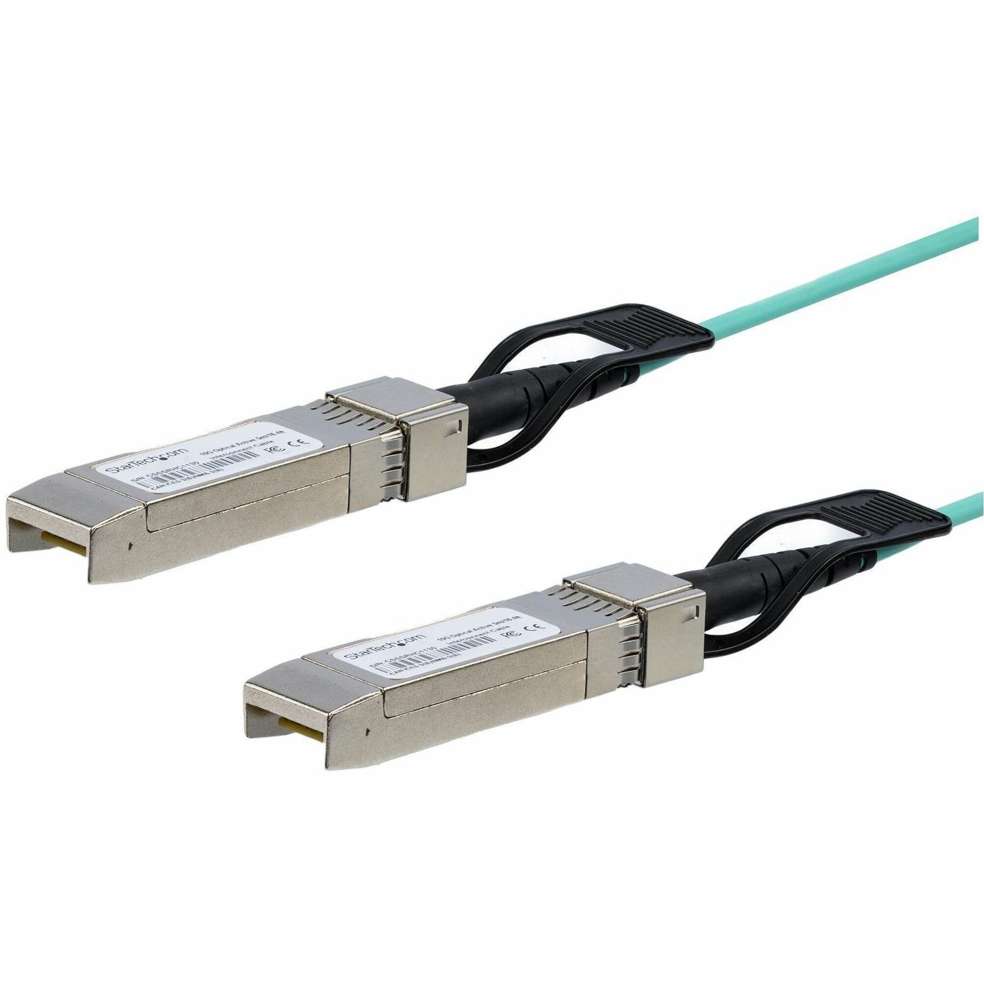 StarTech.com SFP+ Active Optical Cable - 5 m (16.4 ft.) - 16.40 ft Fiber Optic Network Cable for Network Device, Switch, Server, Transceiver, Router, Network Firewall - First End: 1 x SFP+ Network - Male - Second End: 1 x SFP+ Network - Male - 10 Gbit/s - 24 AWG - Black - 1 Each