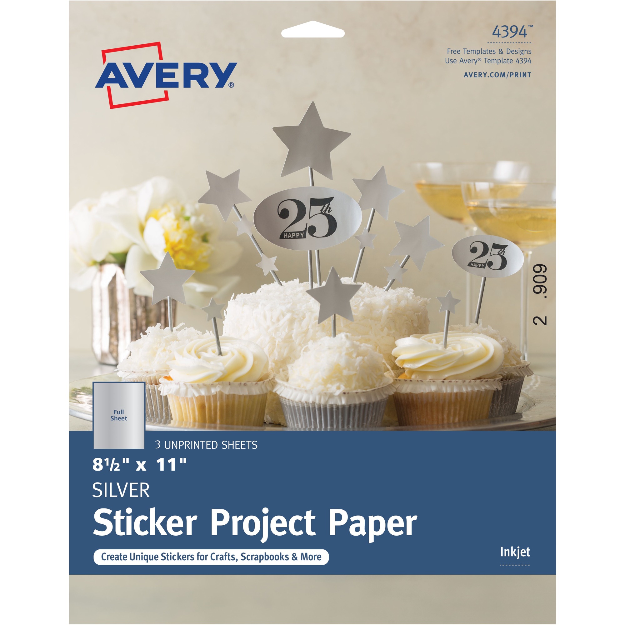 Avery Inkjet Print Printable Adhesive Paper Letter 8 1/2" x 11" 3