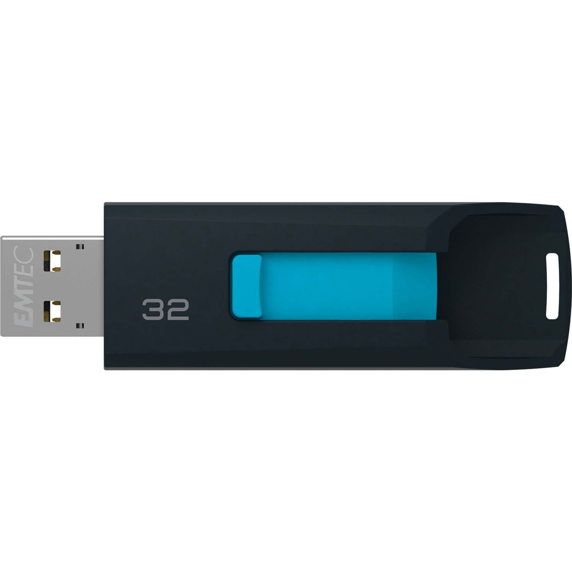 EMTEC USB 2.0 B250 Slide Flash Drive - 32 GB - USB 2.0 - Black, Red ...