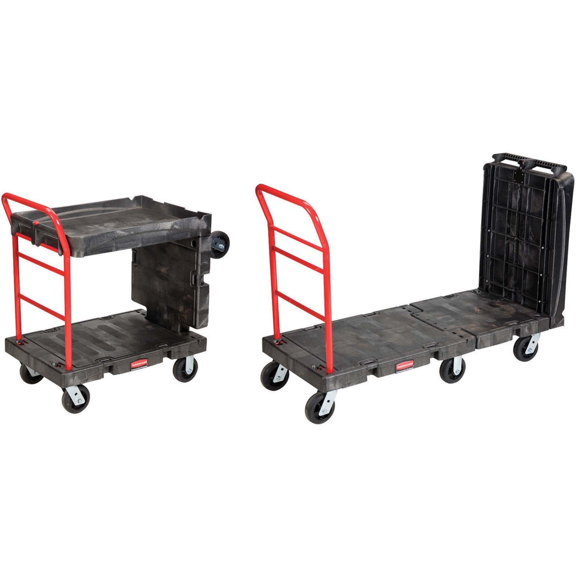 Rubbermaid Commercial Convertible Platform Truck 2 Shelf 907.18 kg Capacity 4 Casters