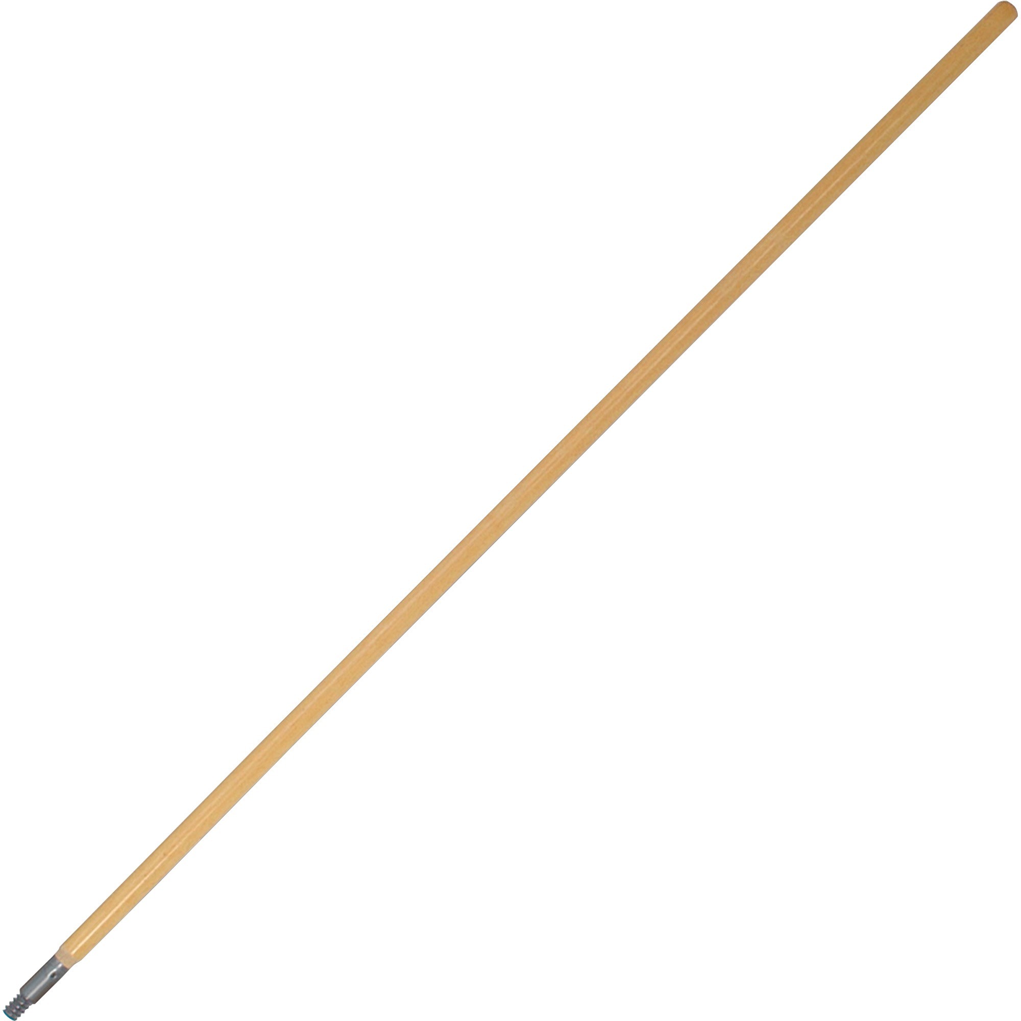 Genuine Joe Metal Tip Wooden Handle - 60" Length x 1.13" Diameter - Woodgrain, Brown - Wood, Metal - 6 / Carton