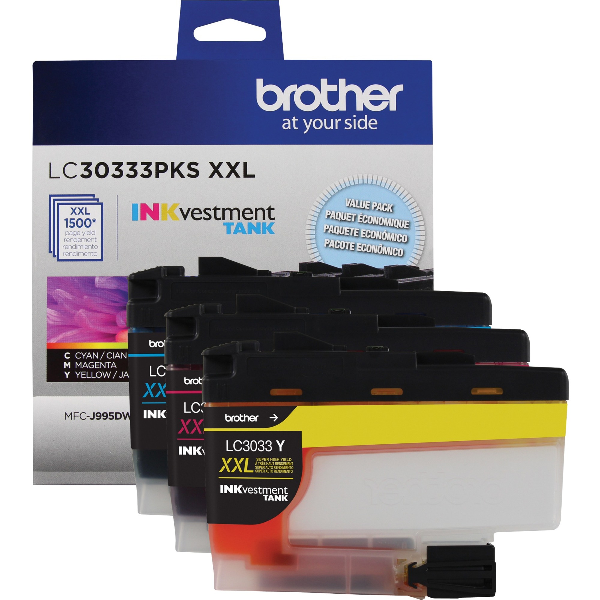 Brother LC30333PKS Original Inkjet Ink Cartridge - Magenta, Yellow, Cyan - 3 / Pack - 1500 Pages Cyan, 1500 Pages Magenta, 1500 Pages Yellow