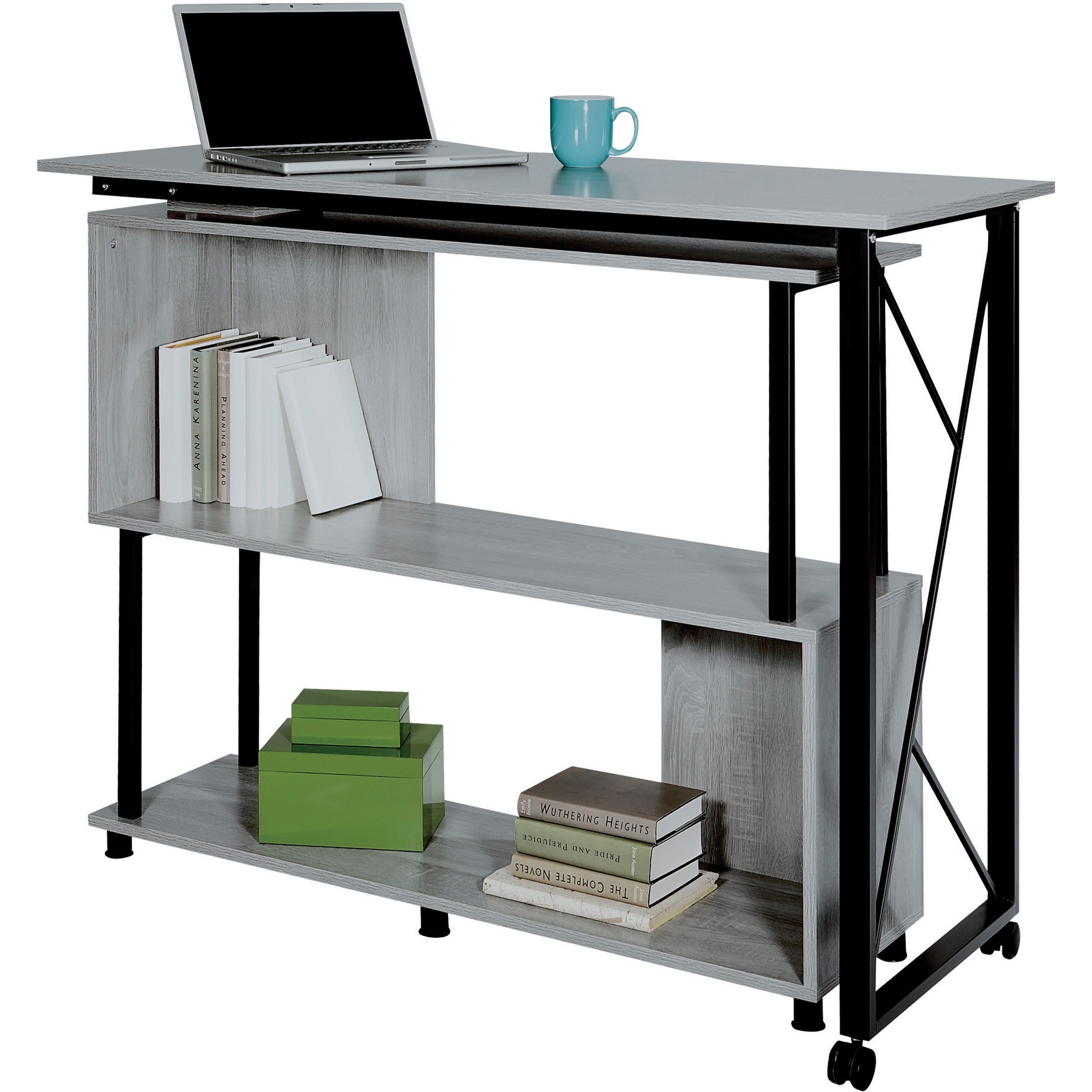 Safco Mood Rotating Worksurface Standing Desk - Box 2 of 2 - Rectangle Top - 53.25" Table Top Width x 21.75" Table Top Depth - 42.25" Height - Assembly Required - Laminated, Gray - Powder Coated Steel - 1 Each