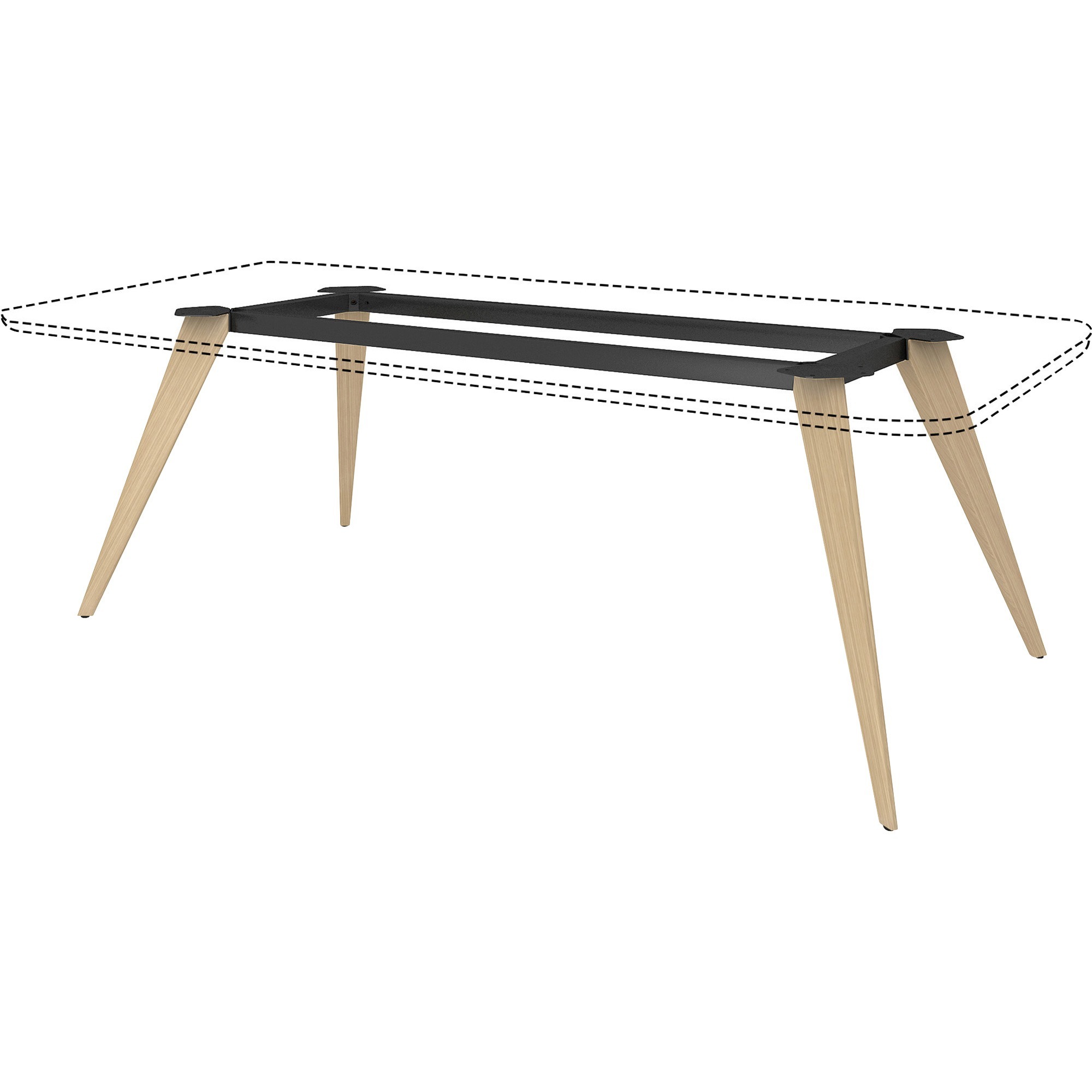 Lorell Wood Base for 96"W Rectangular Conference Table - Natural Four Leg Base - Contemporary Style - 4 Legs - 28.50" Height - Assembly Required - 1 Each
