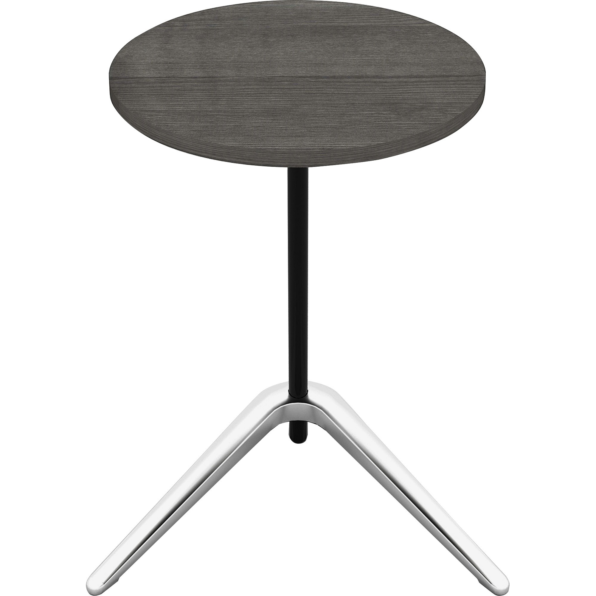 Lorell Guest Area Round Top Accent Table - Charcoal Round Top - Polished Aluminum Base - 15.75" Table Top Length x 15.75" Table Top Width - 24.60" Height - Assembly Required - 1 Each