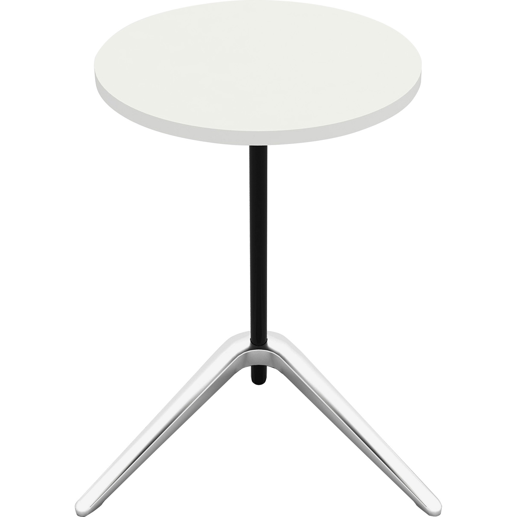 Lorell Guest Area Round Top Accent Table - White Round Top - Polished Aluminum Base - 15.75" Table Top Length x 15.75" Table Top Width - 24.60" Height - 1 Each