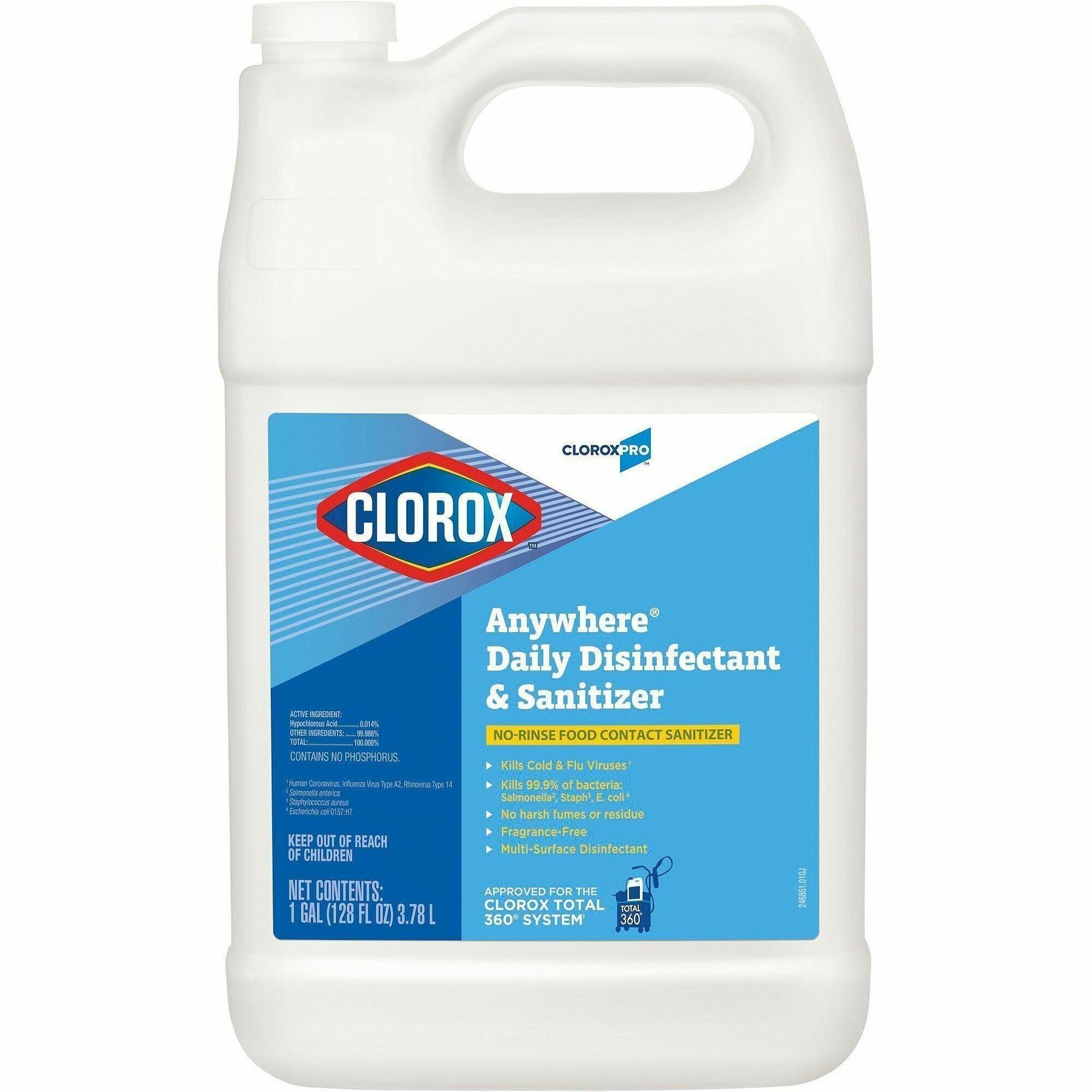 CloroxPro™ Anywhere Daily Disinfectant and Sanitizer Refill - 128 fl oz (4 quart) - Disinfectant, Deodorize, pH Balanced - Translucent - 1 Each