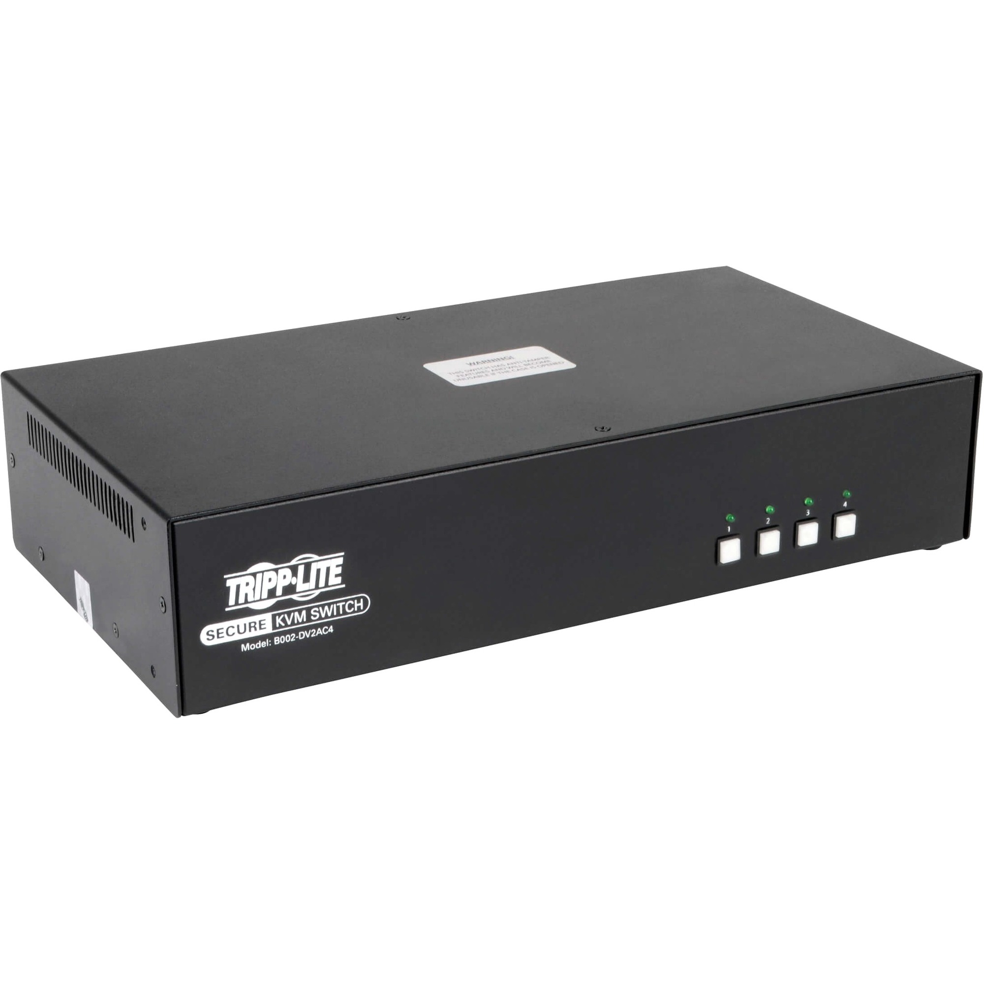 Tripp Lite B002-DV2AC4 4-Port NIAP PP3.0-Certified DVI-I KVM Switch - 4 Computer(s) - 1 Local User(s) - 2560 x 1600 - 11 x USB - 10 x DVI - TAA Compliant