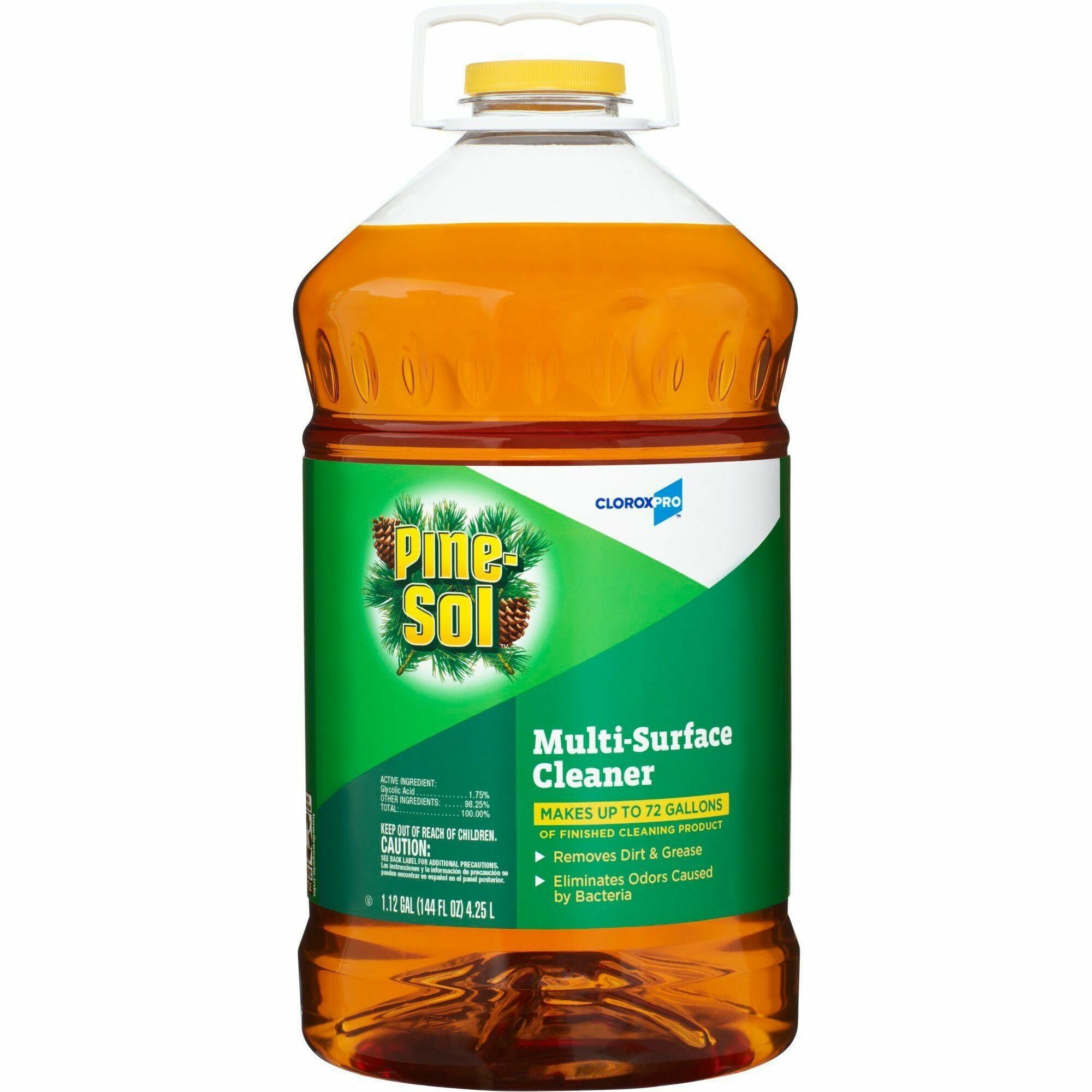 CloroxPro™ Pine-Sol Multi-Surface Cleaner - 144 fl oz (4.5 quart) - Pine Scent - Residue-free, Deodorize, Disinfectant, Antibacterial - Clear - 126 / Pallet
