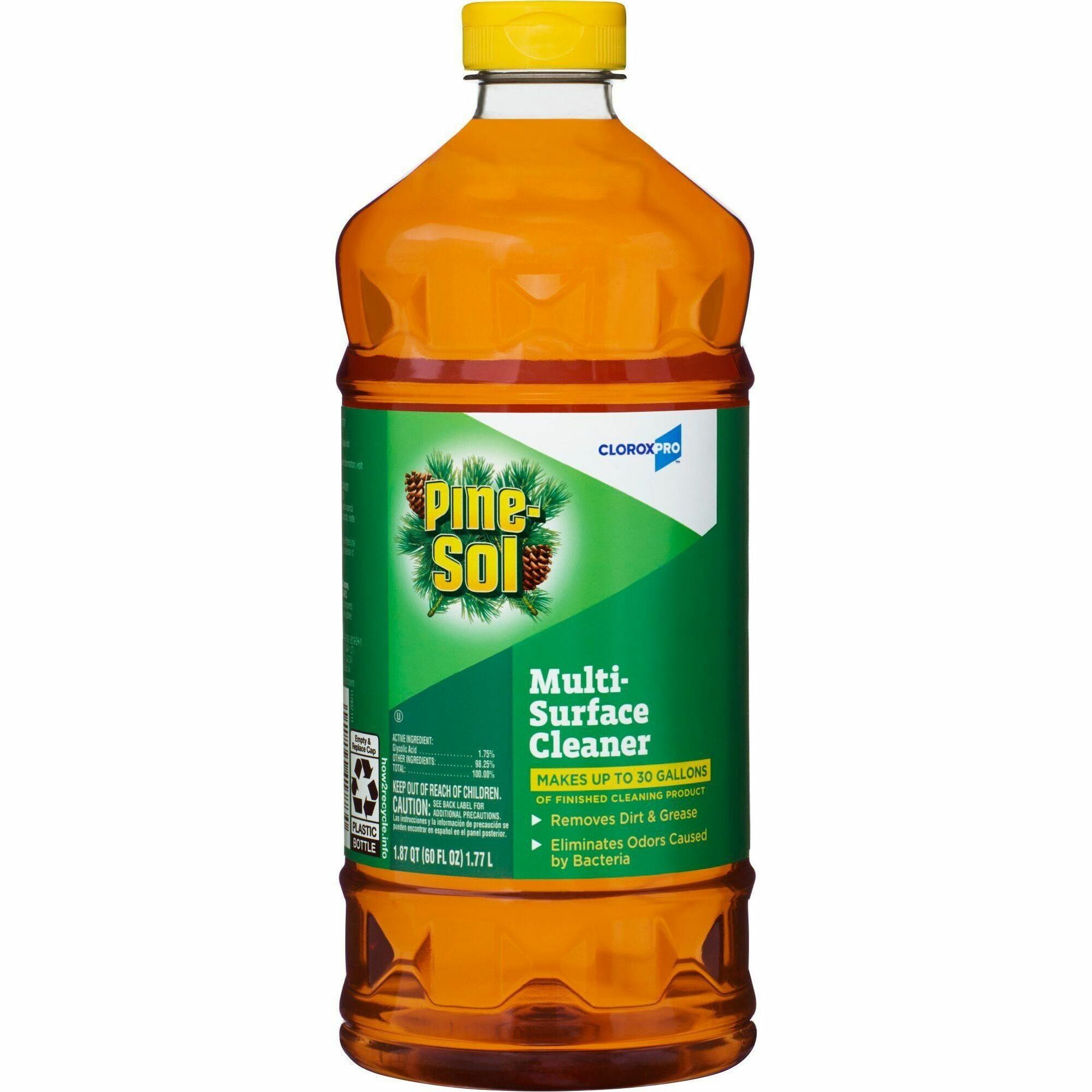 CloroxPro™ Pine-Sol Multi-Surface Cleaner - Concentrate - 60 fl oz (1.9 quart) - Pine Scent - Disinfectant, Deodorize, Residue-free, Pleasant Scent, Versatile - Amber - 384 / Pallet