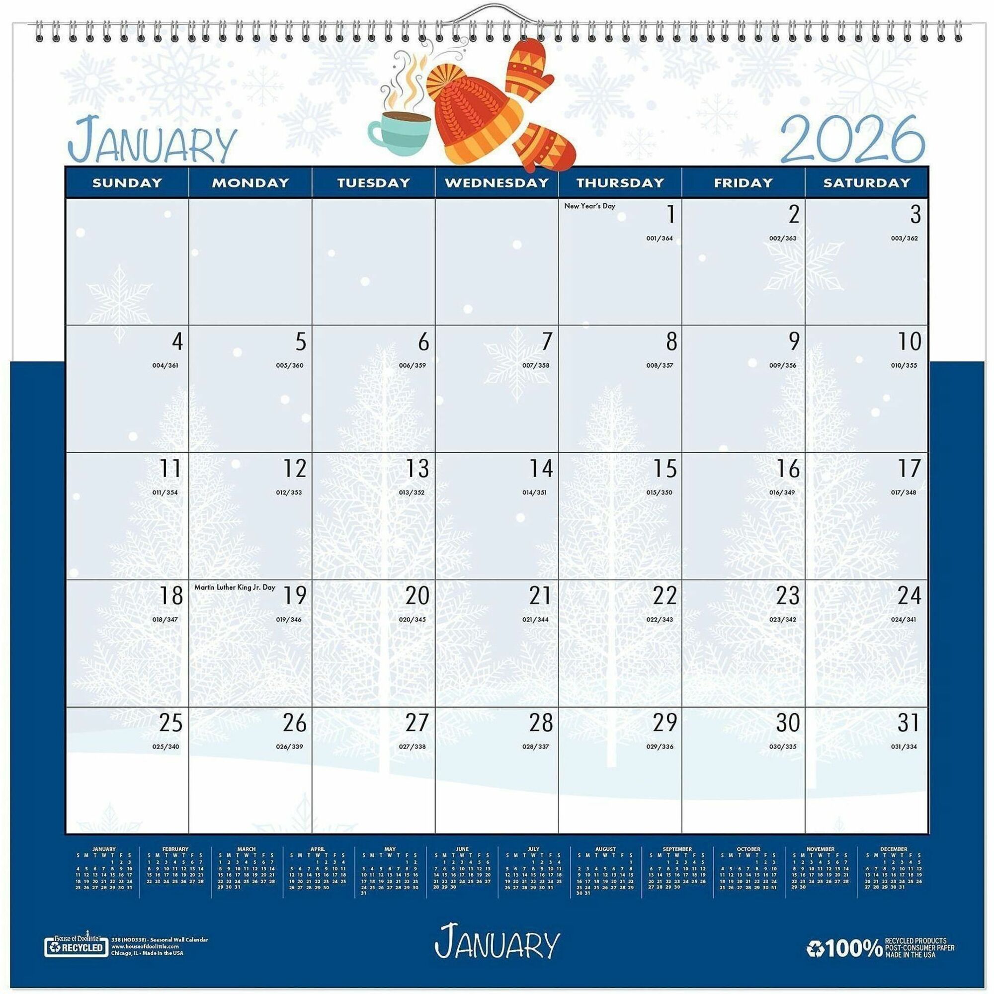 House of Doolittle Monthly Wall Calendar Seasonal Holiday Depictions 12 x 12 Inches