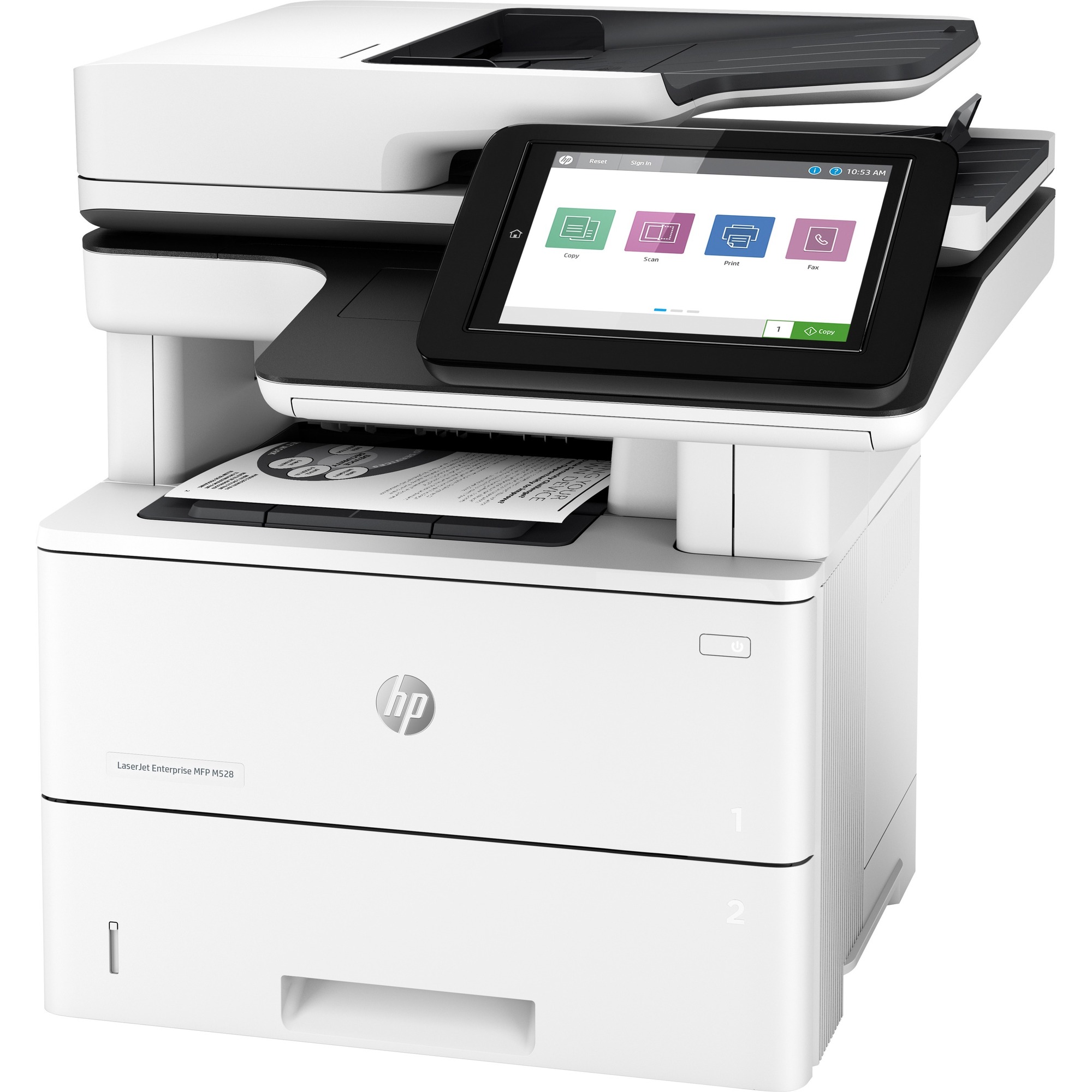 HP LaserJet M528z Wired & Wireless Laser Multifunction Printer - Monochrome - Copier/Fax/Printer/Scanner - 43 ppm Mono Print - 1200 x 1200 dpi Print - Automatic Duplex Print - Up to 150000 Pages Monthly - Color Flatbed Scanner - 600 dpi Optical Scan - Mon