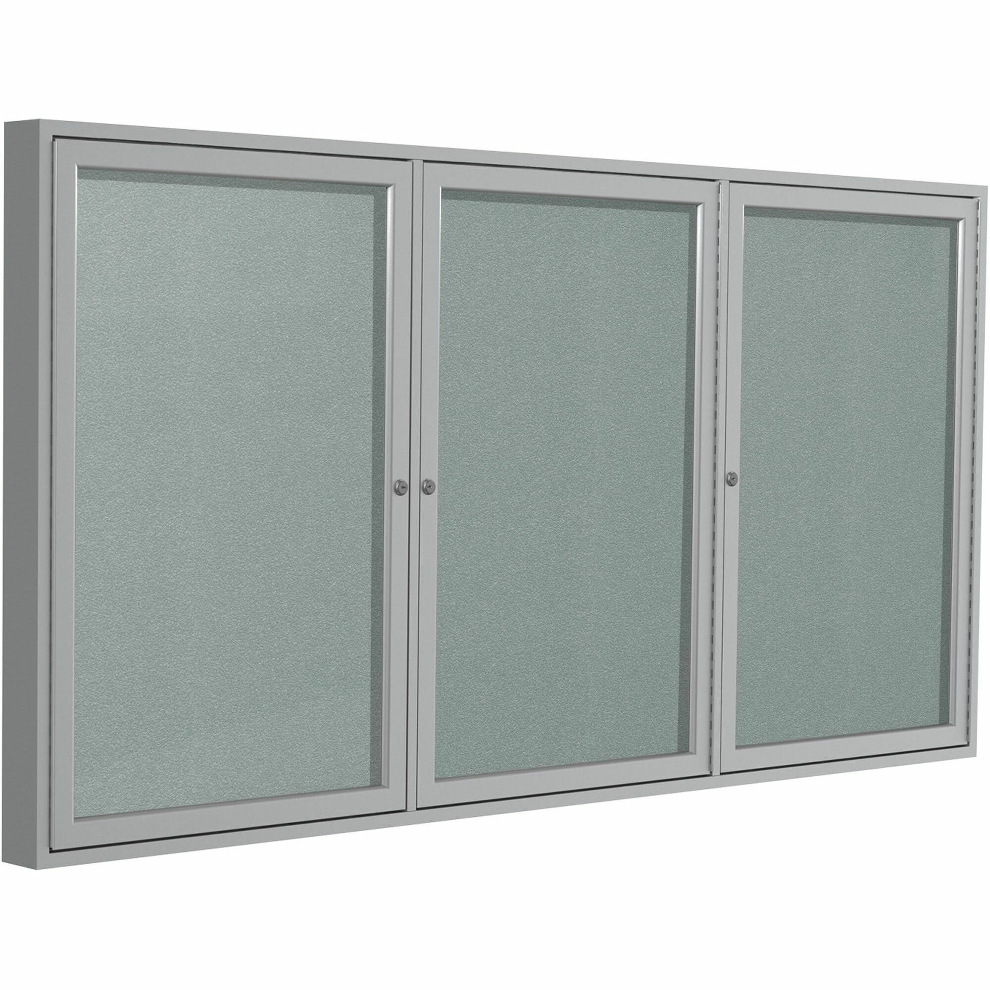 Ghent 3 Door Enclosed Vinyl Bulletin Board with Satin Frame