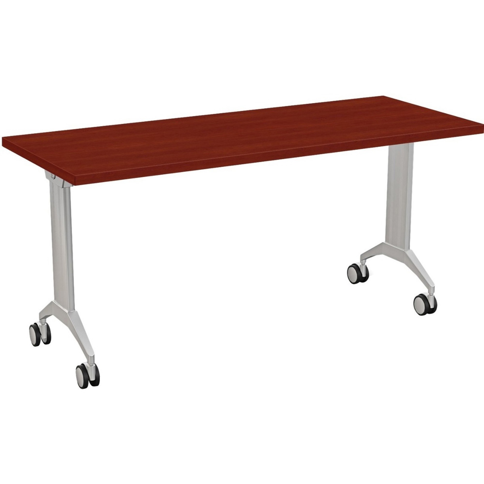 Special-T Link Flip & Nest Table - Espresso Rectangle Top - Metallic Silver T-shaped Base - 330 lb Capacity - 60" Table Top Length x 30" Table Top Width - 28.75" Height - Classroom, Conferencing - Assembly Required - Die-cast Aluminum Base Material - Aluminum Frame Material - 1 Each