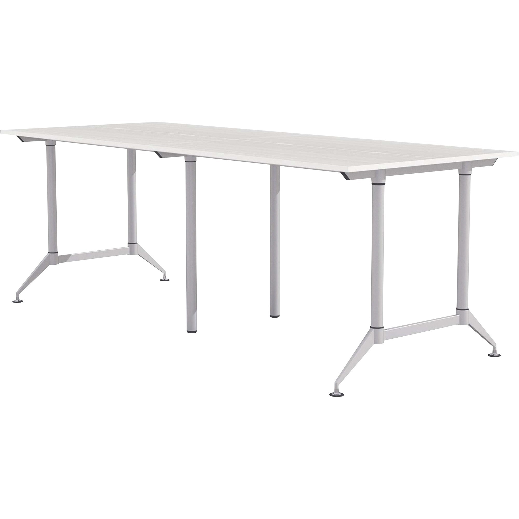 Mayline EVEN Workstation, 4-Person, 24" x 72" , Standing-Height - Designer White Rectangle Top - Powder Coated Silver Base - 200 lb Capacity - 12 ft Table Top Width x 48" Table Top Depth x 1" Table Top Thickness - 42" Height - Assembly Required - Laminate Top Material - 1 Each