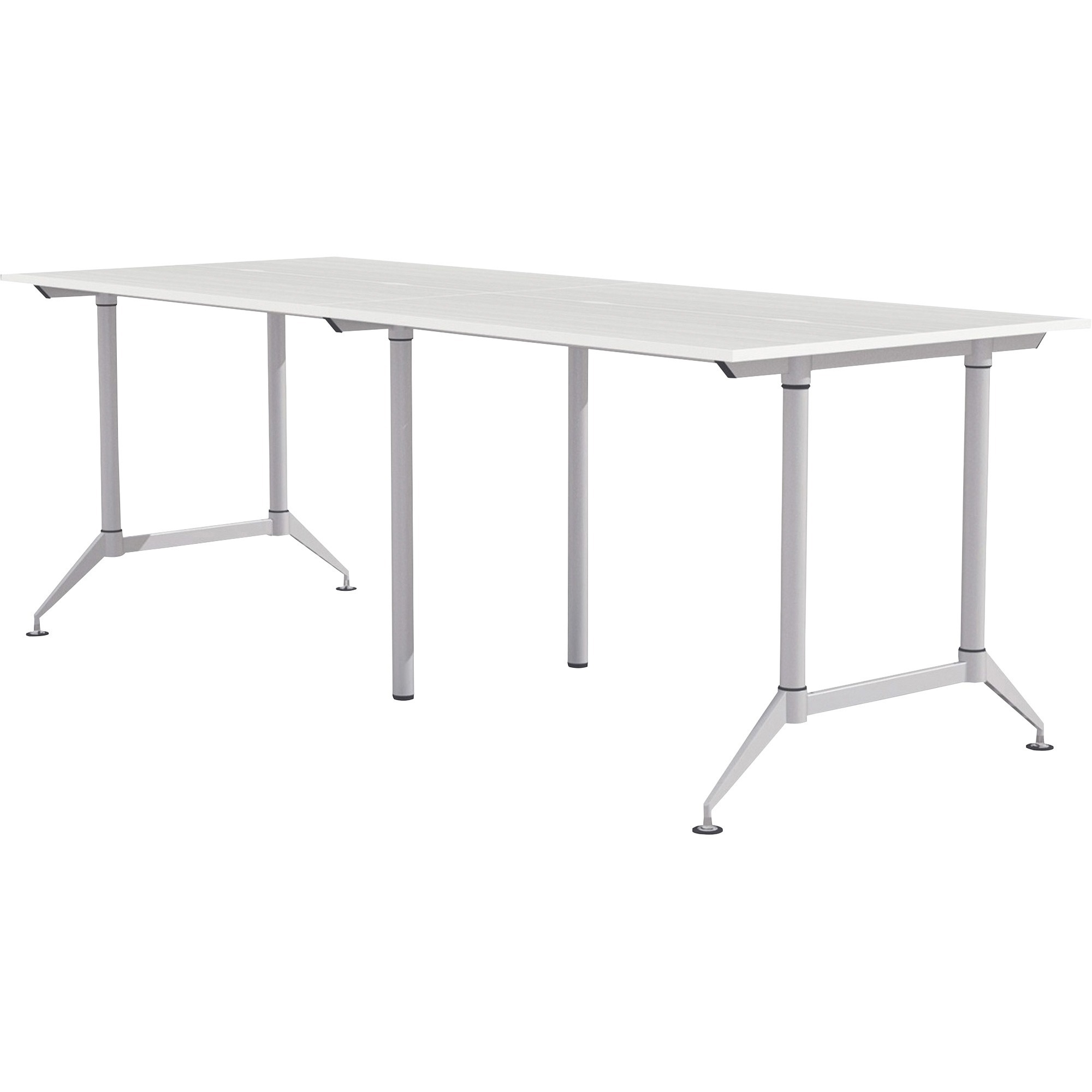Mayline EVEN Workstation, 4-Person, 24" x 60" , Standing-Height - Designer White Rectangle Top - Powder Coated Silver Base - 200 lb Capacity - 10 ft Table Top Width x 48" Table Top Depth x 1" Table Top Thickness - 42" Height - Assembly Required - Laminate Top Material - 1 Each