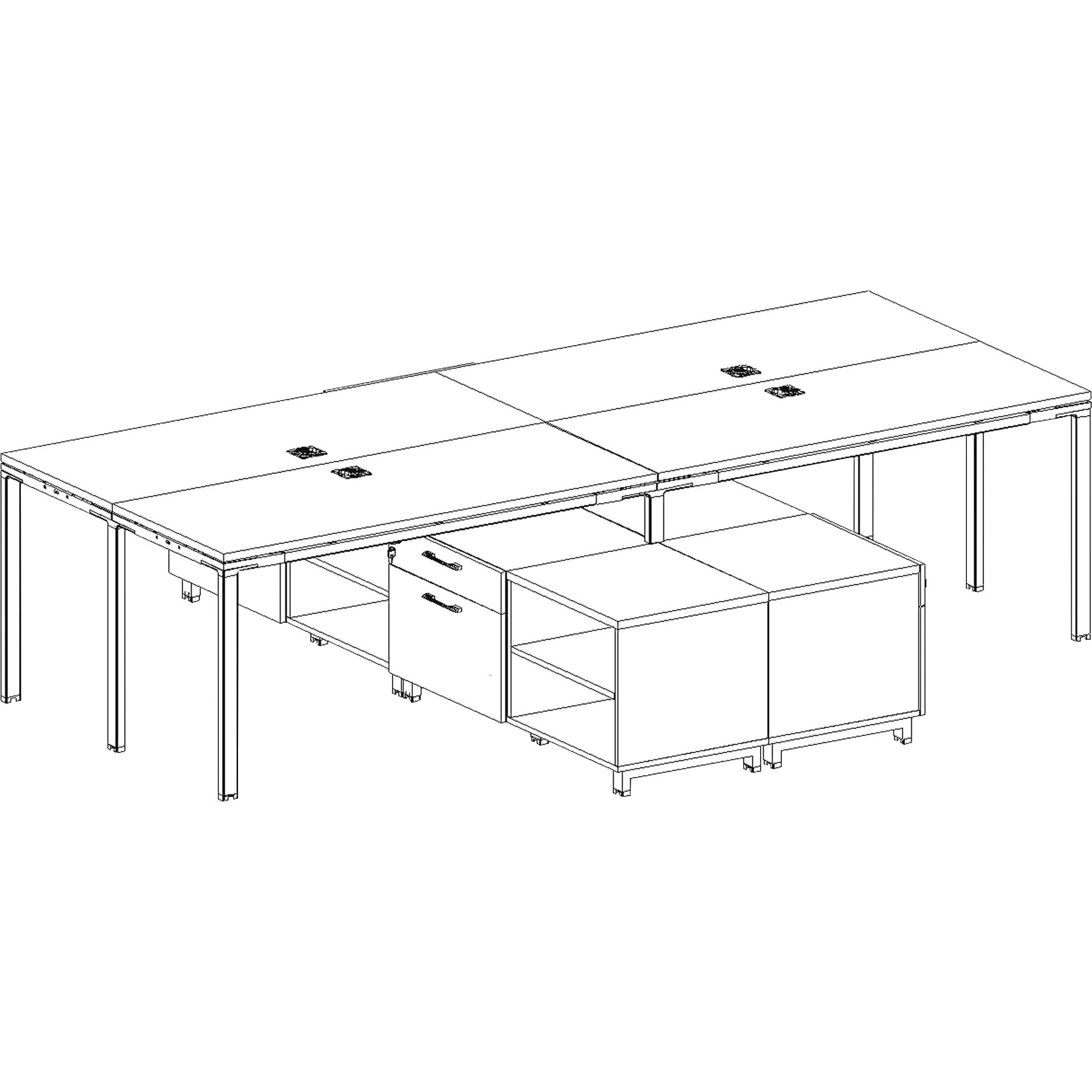 Boss 4 Desks with 4 Cabinets