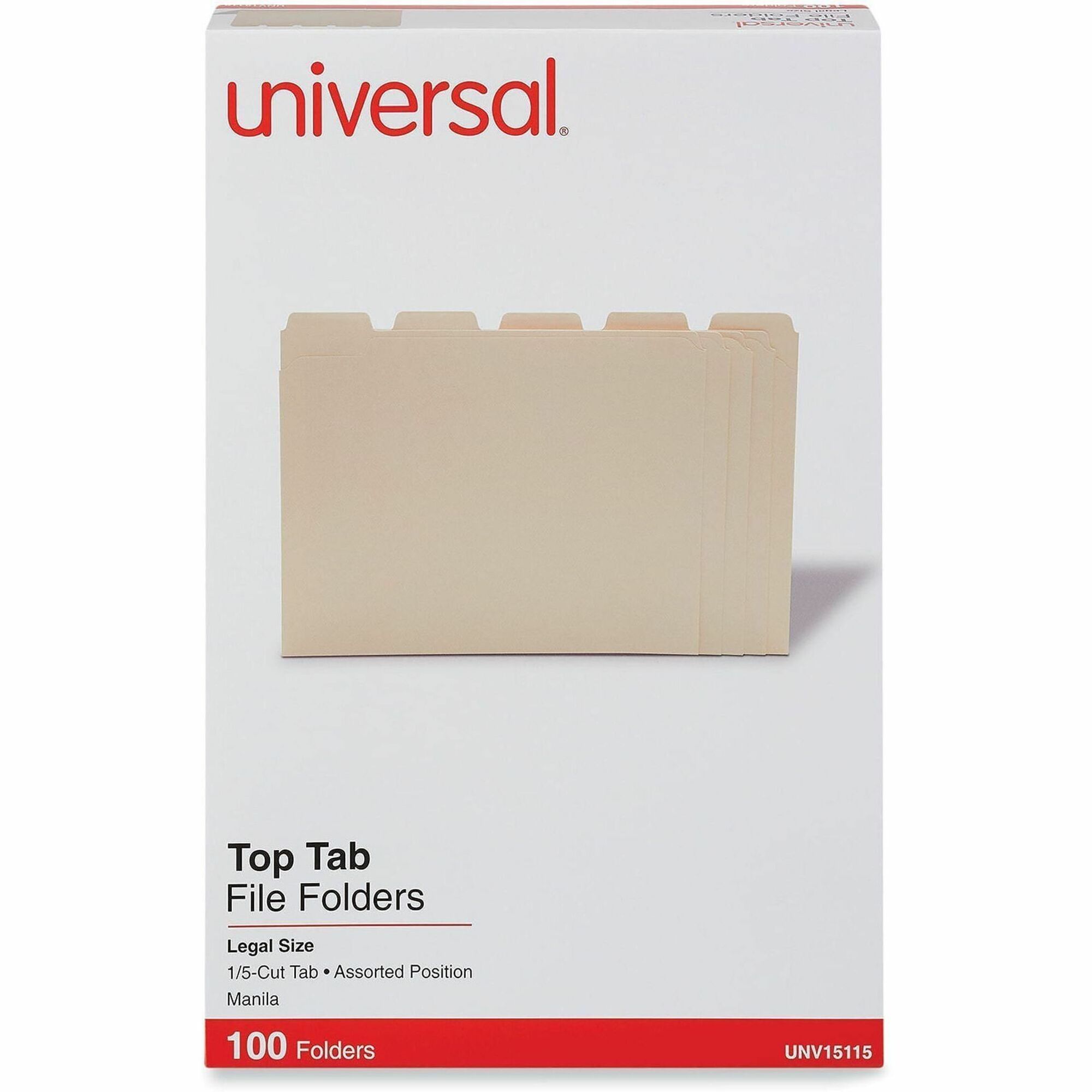 Universal 1/5 Tab Cut Legal Top Tab File Folder