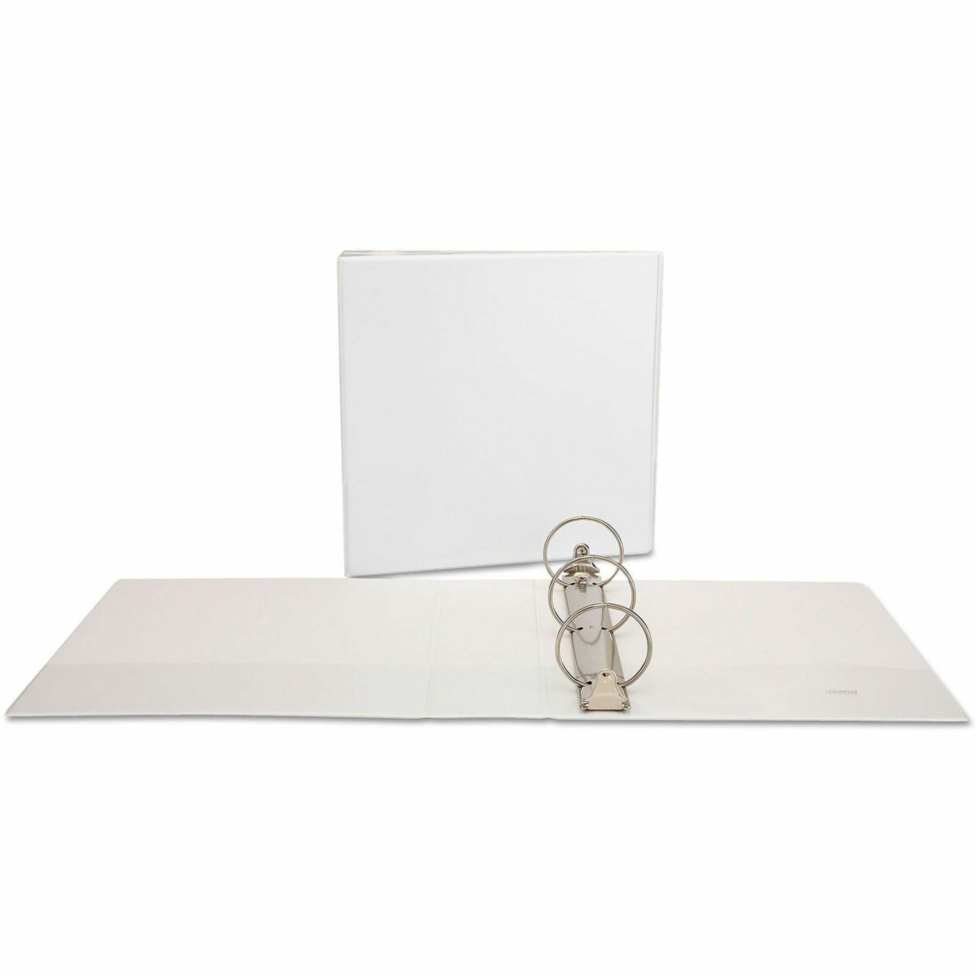 Universal Deluxe Round Ring View Binder, 3 Rings, 3" Capacity, 11 x 8.5, White