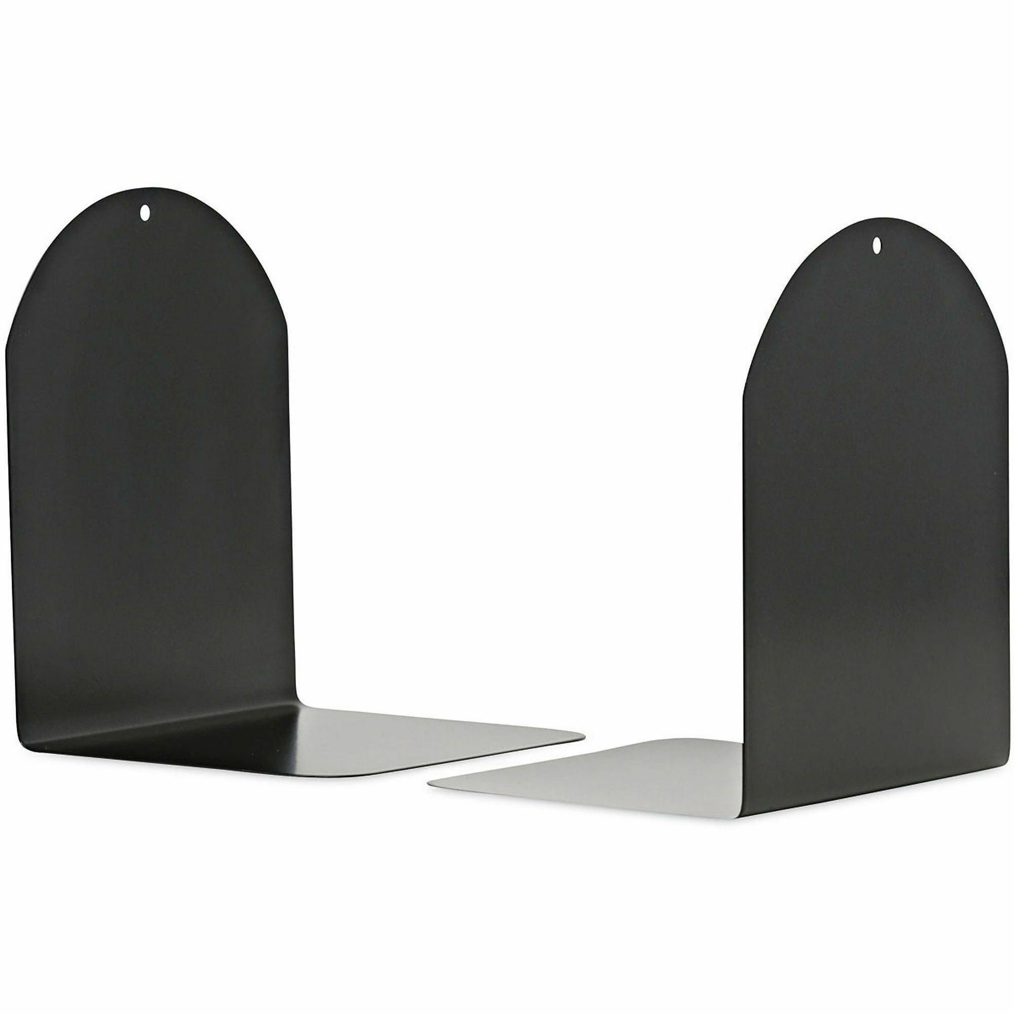 Universal Magnetic Bookends, Magnetic Base, 6 x 5 x 7, Metal, Black, Pair