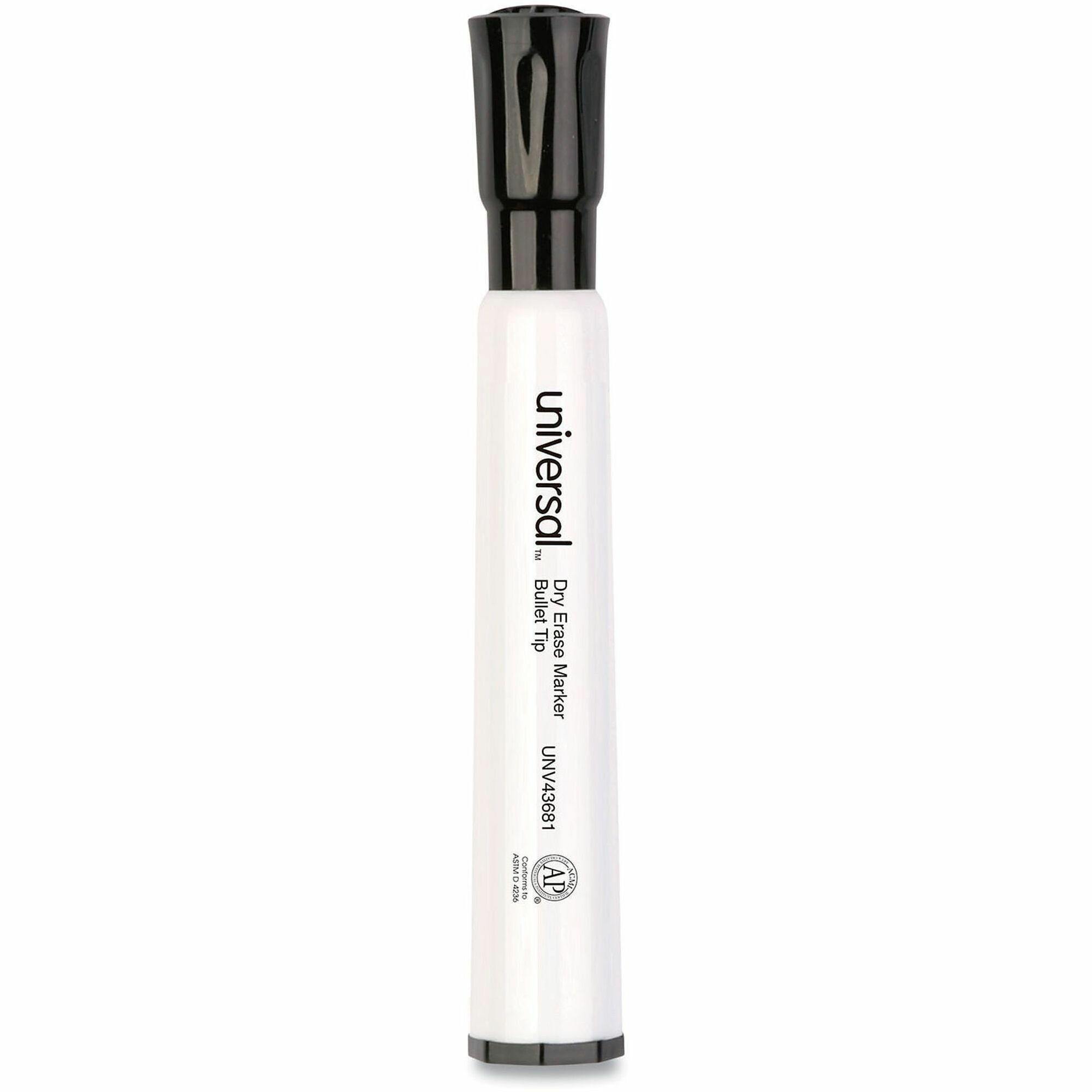 Universal Dry Erase Marker, Medium Bullet Tip, Black, Dozen