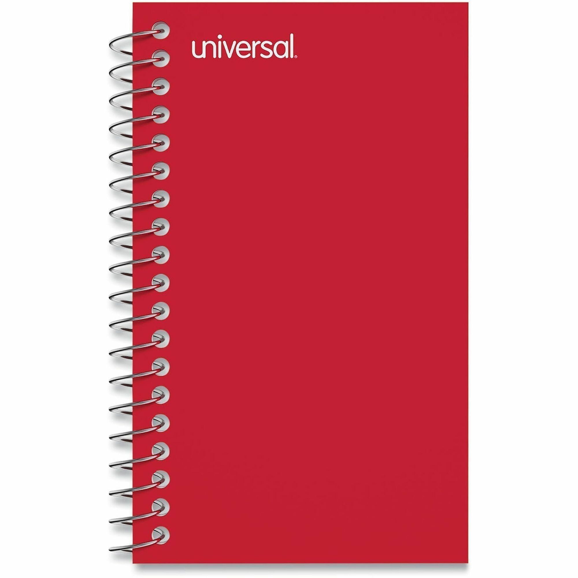 Universal Wirebound Memo Book, Narrow Rule, Red Cover, (50) 5 x 3 Sheets, 12/Pack