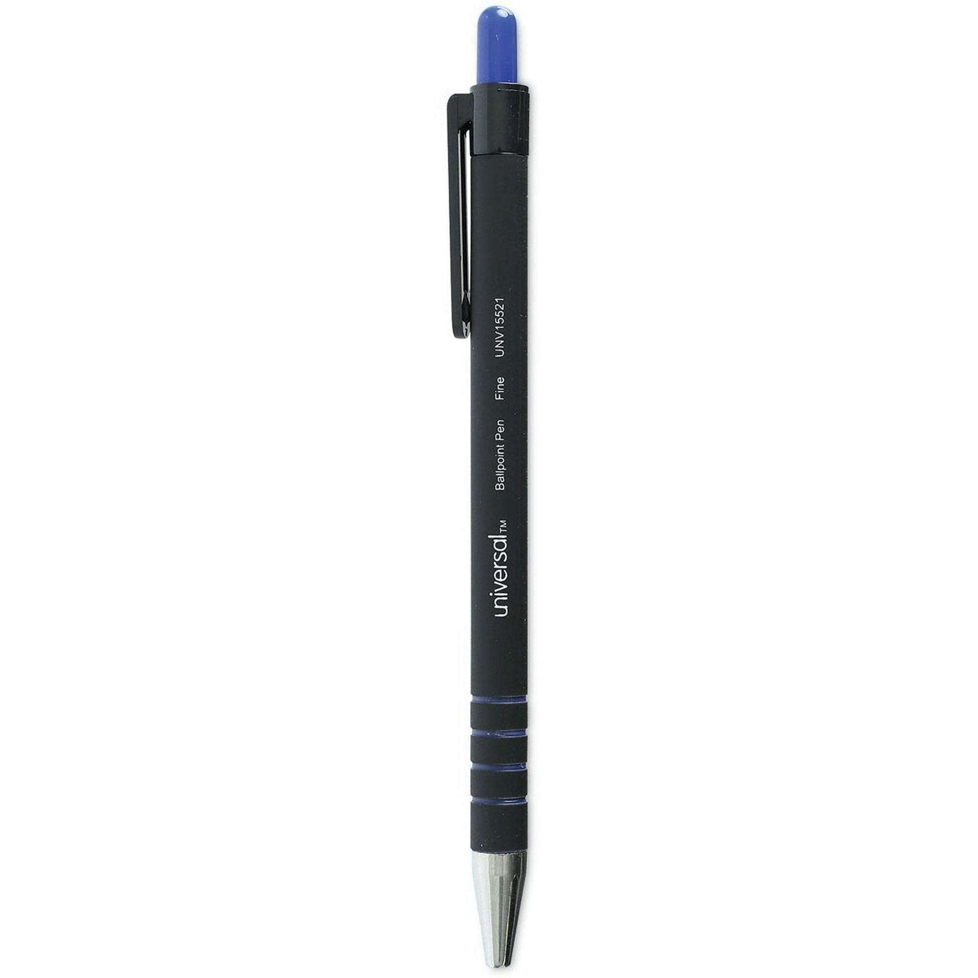 Universal Ballpoint Pen, Retractable, Fine 0.7 mm, Blue Ink, Blue Barrel, Dozen