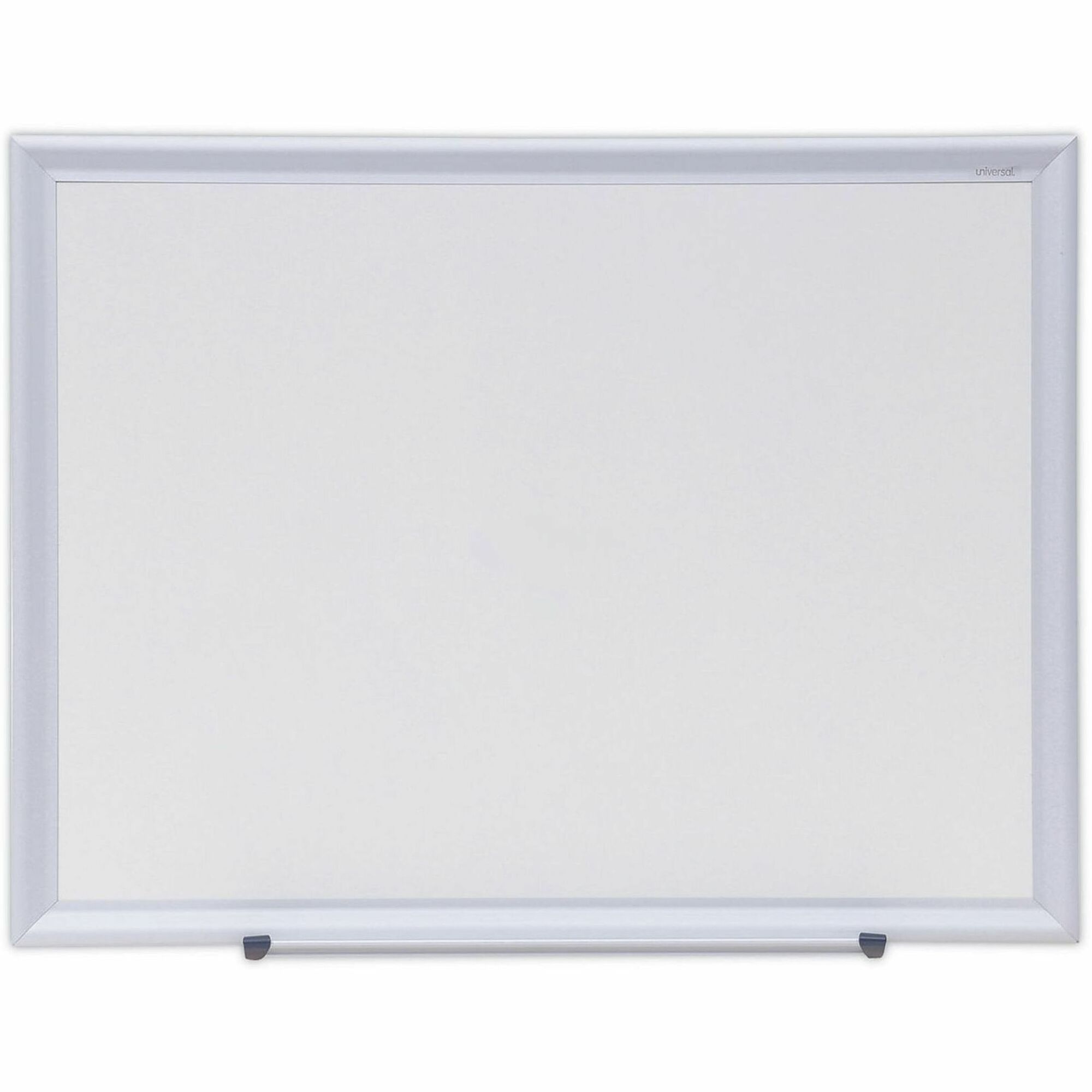 Universal Deluxe Melamine Dry Erase Board, 24" x 18" , White Surface, Satin Aluminum Frame