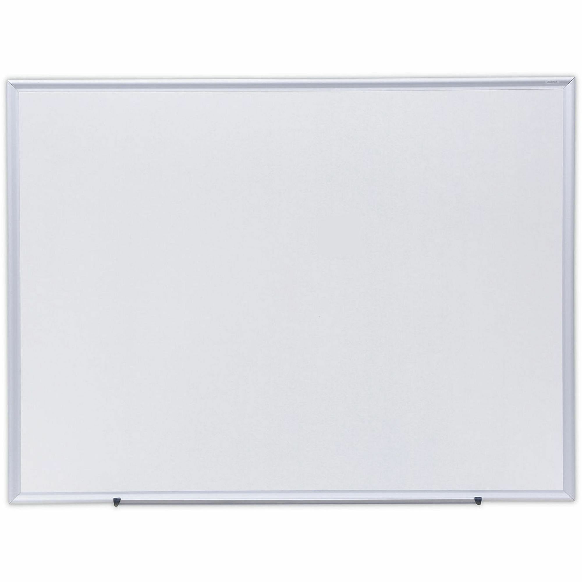 Universal Deluxe Melamine Dry Erase Board, 48" x 36" , White Surface, Satin Aluminum Frame
