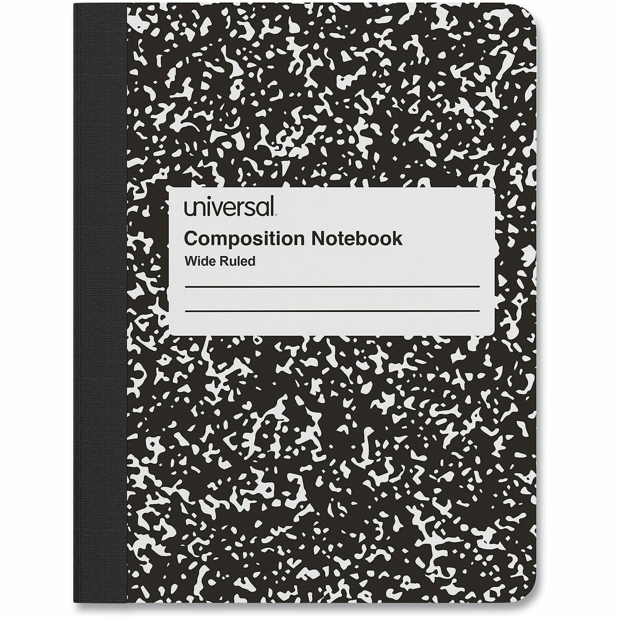 Universal Composition Book, Wide/Legal Rule, Black Marble Cover, (100) 9.75 x 7.5 Sheets