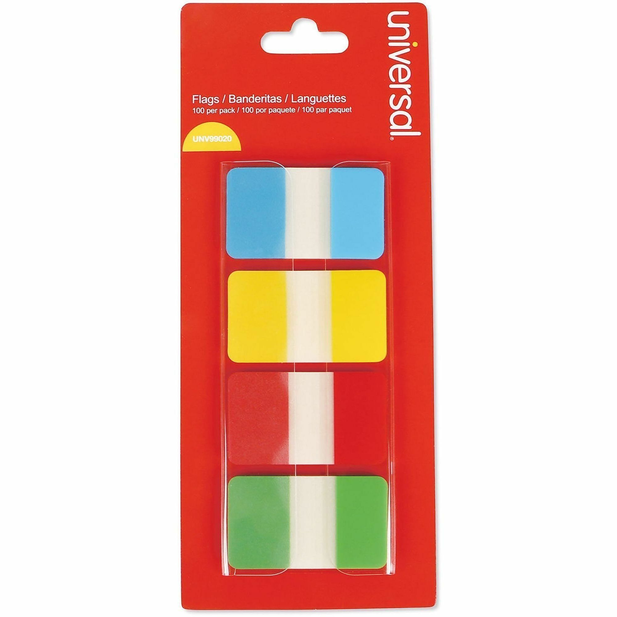 Universal Self Stick Index Tab, 1" , Assorted Colors, 100/Pack