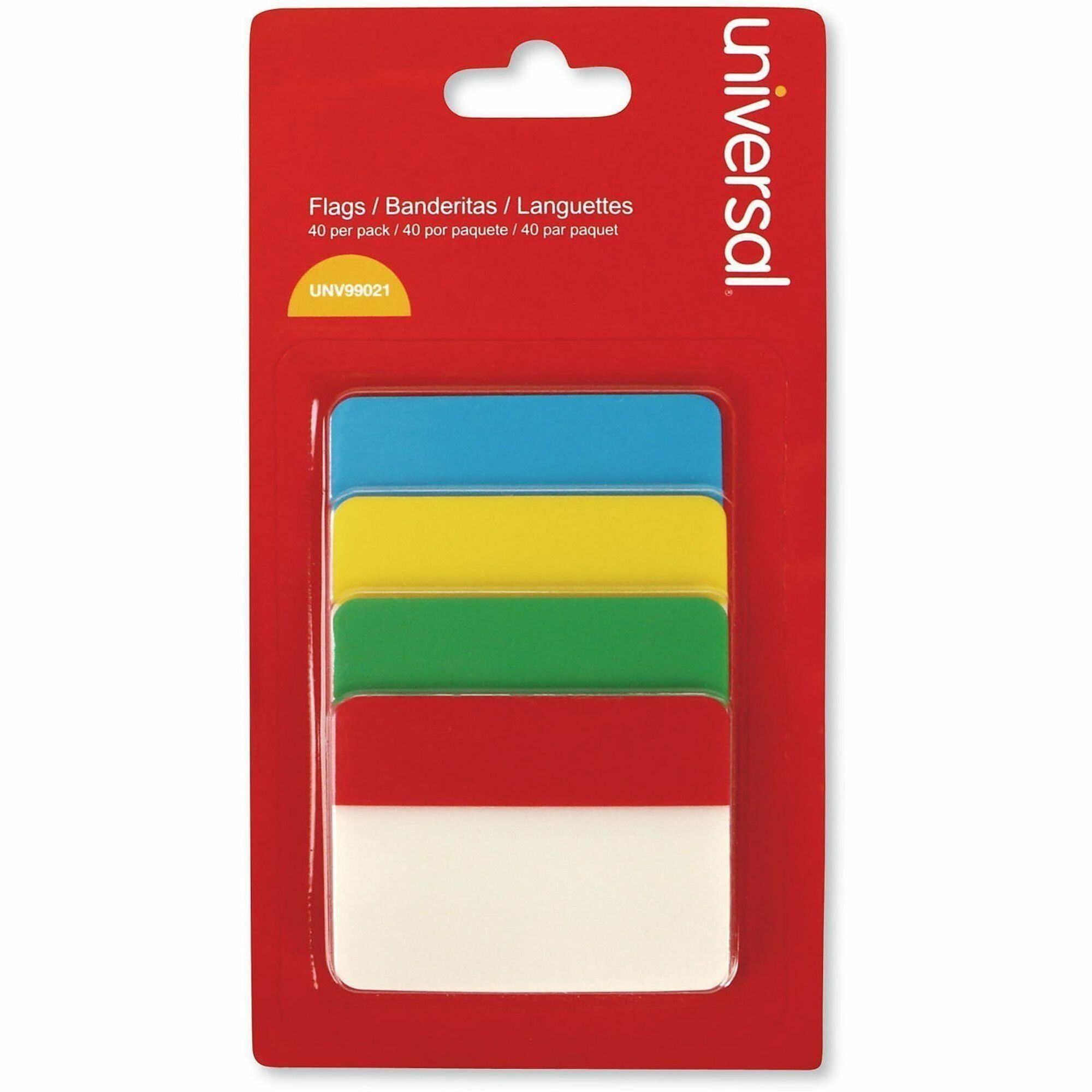 Universal Self Stick Index Tab, 2" , Assorted Colors, 40/Pack
