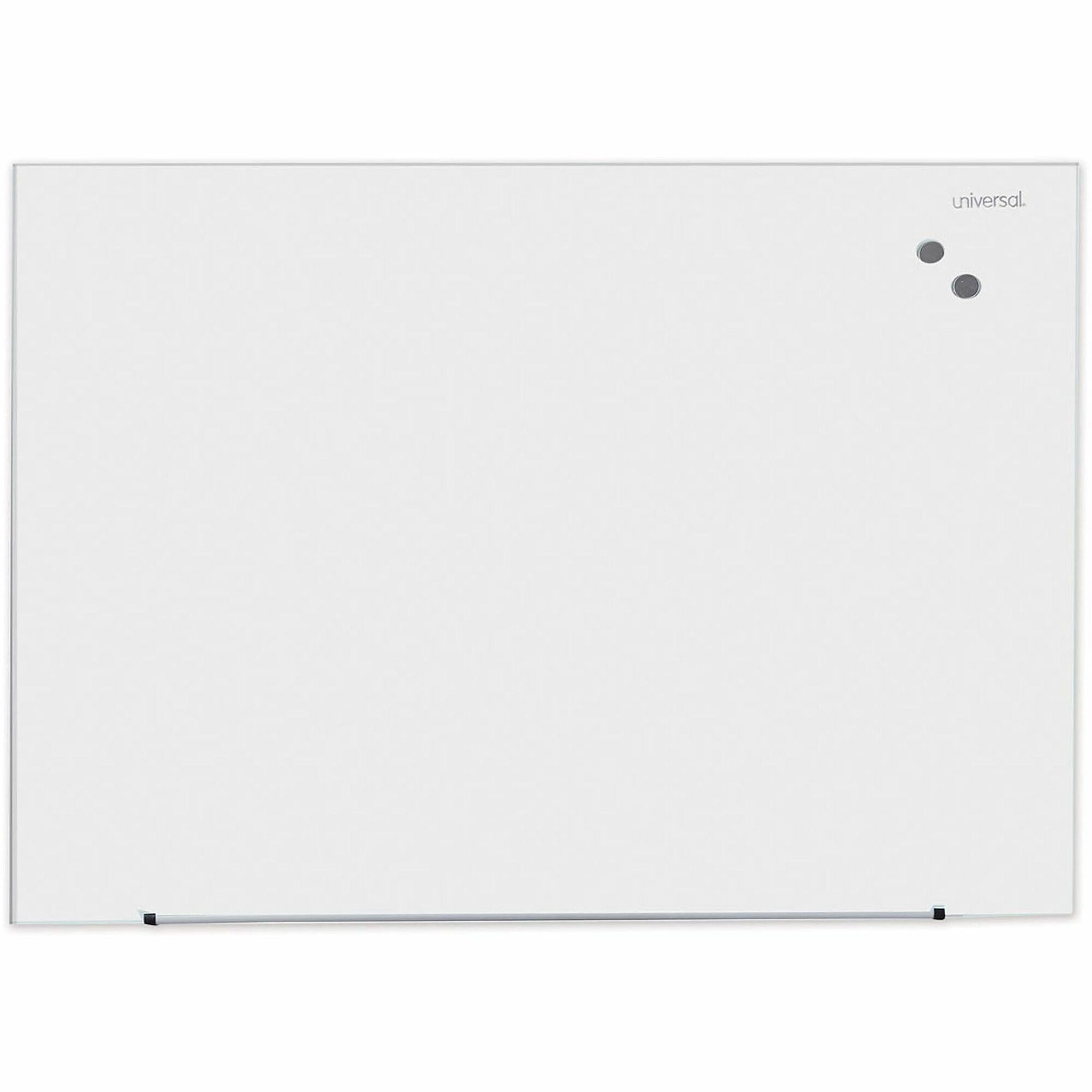 Universal Frameless Magnetic Glass Marker Board, 48" x 36" , White Surface