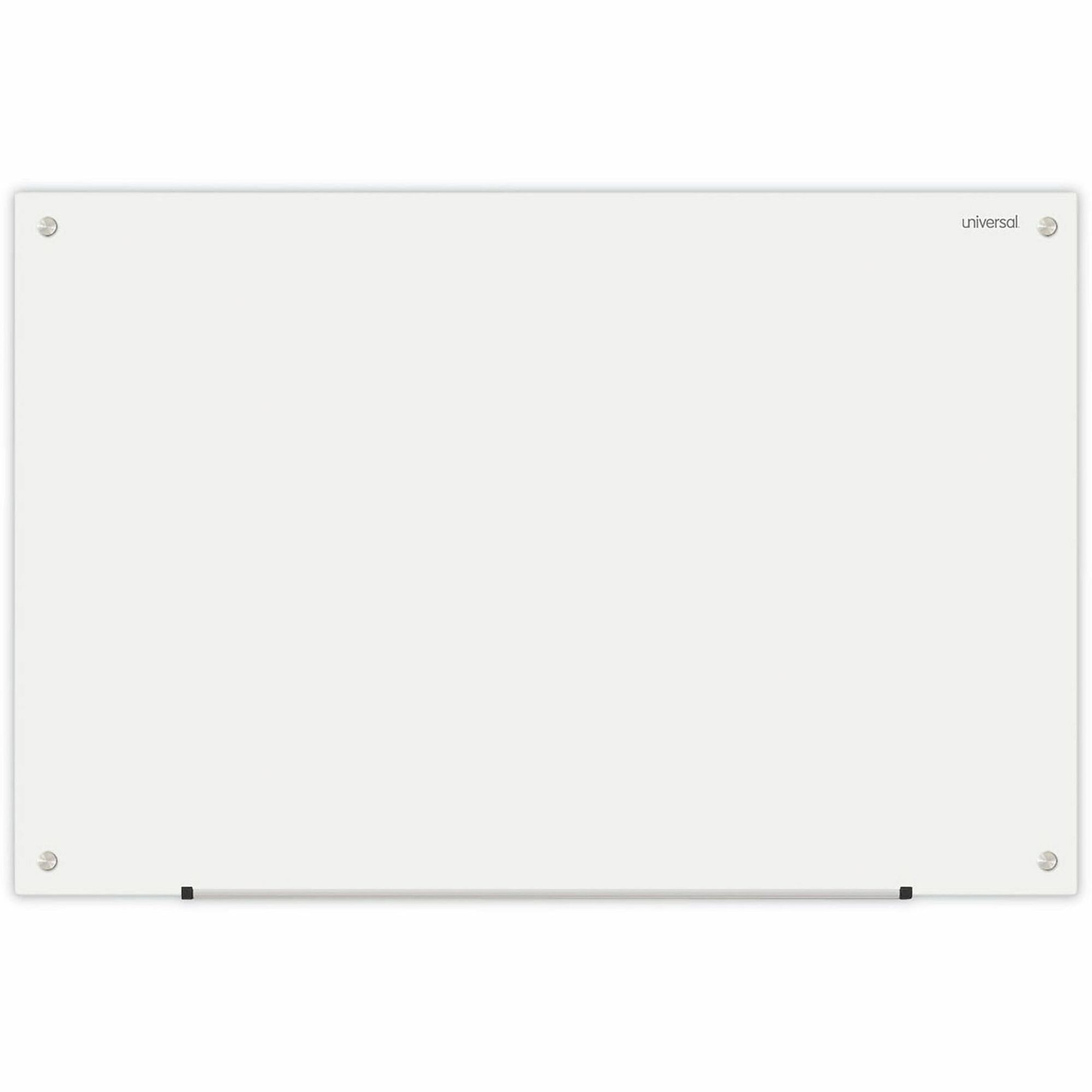 Universal Frameless Glass Marker Board, 36" x 24" , White Surface