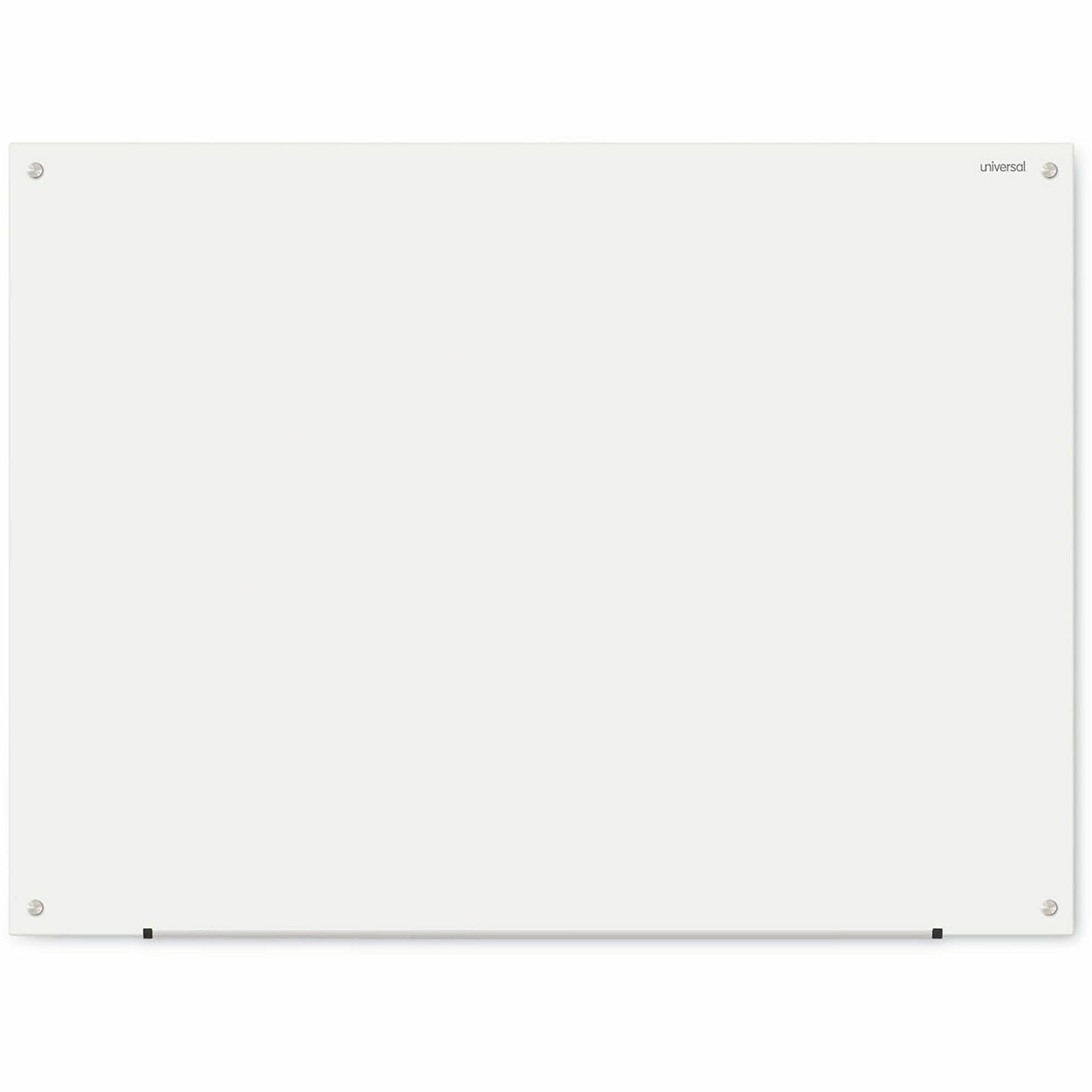 Universal Frameless Glass Marker Board, 48" x 36" , White Surface