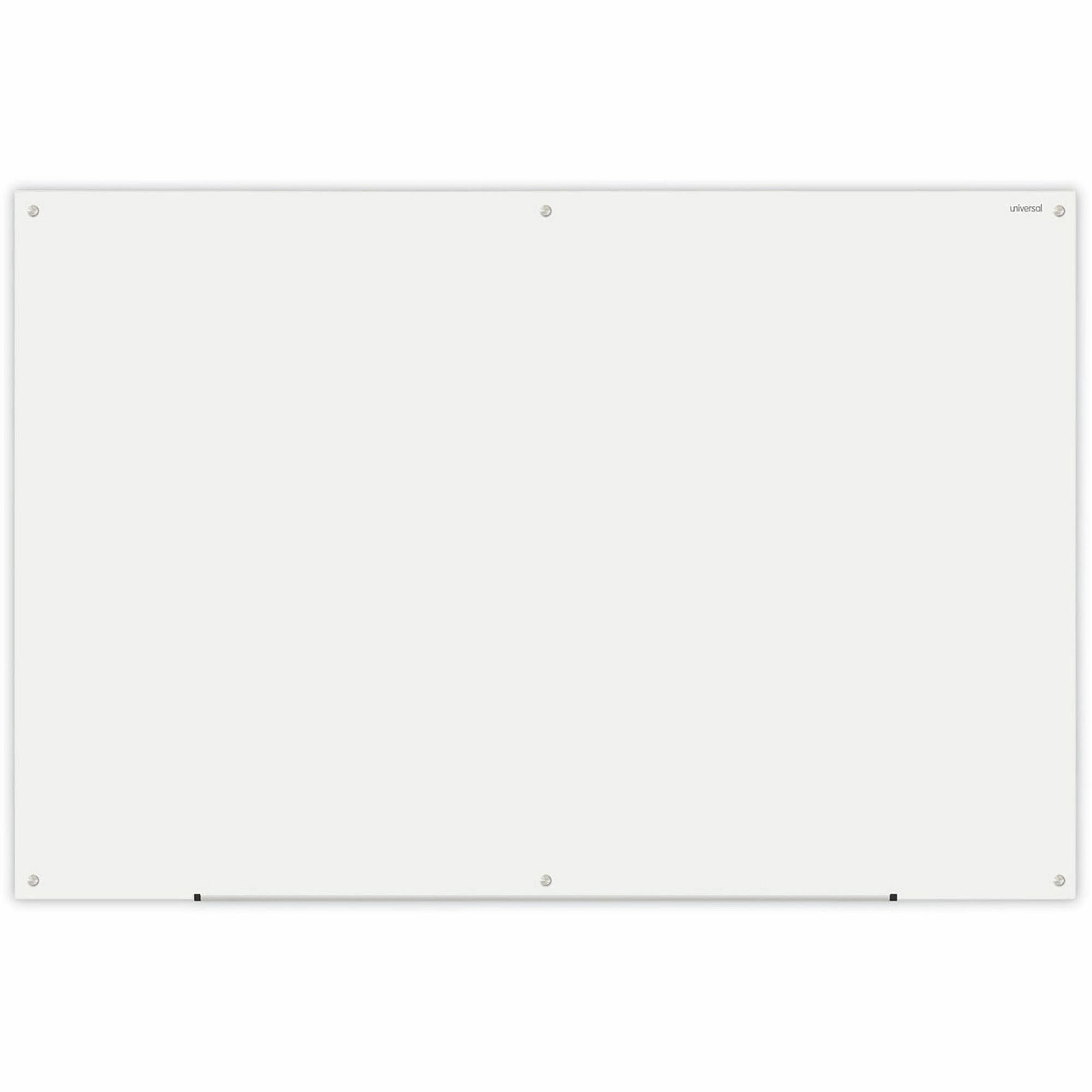 Universal Frameless Glass Marker Board, 72" x 48" , White Surface