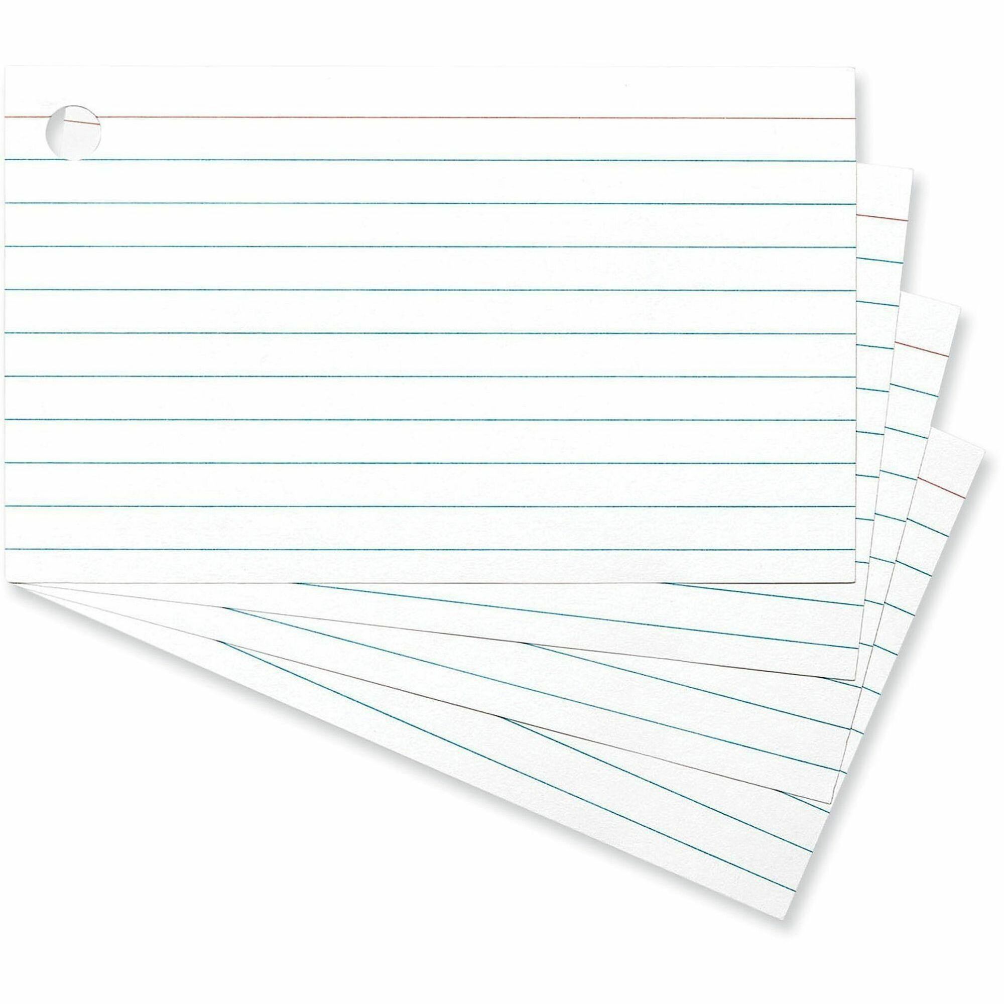 Universal Ring Index Cards, Ruled, 3 x 5, White, 100/Pack