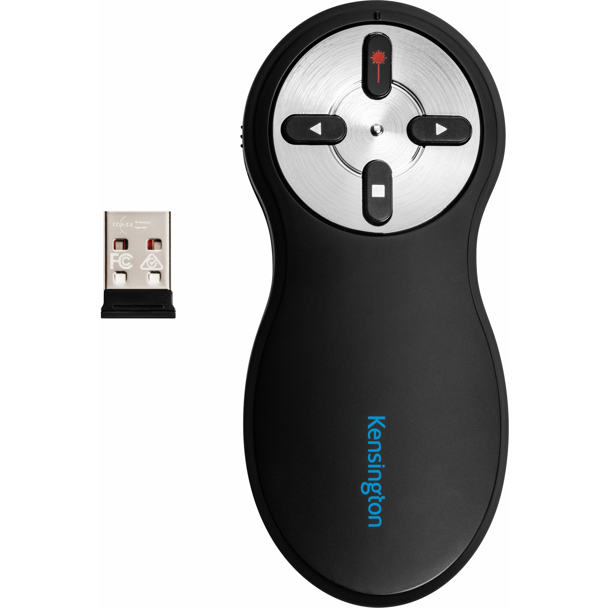 Kensington Wireless Presenter with Red Laser - Nano Receiver - Wireless - Radio Frequency - 2.40 GHz - Black - USB Type A - 4 Button(s) - 1 Each 