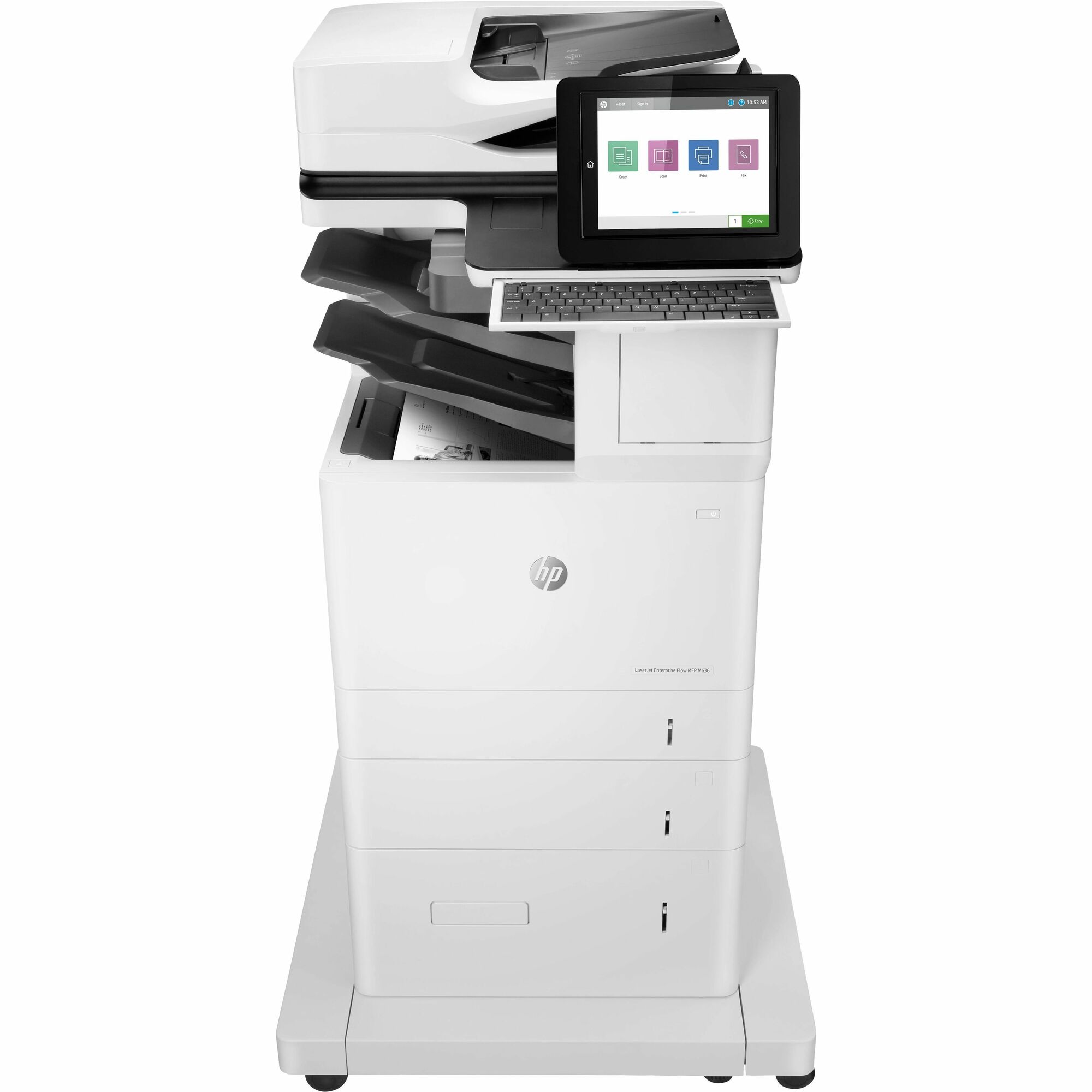 HP LaserJet Enterprise M636z Laser Multifunction Printer-Monochrome-Copier/Fax/Scanner-75 ppm Mono Print-1200x1200 dpi Print-Automatic Duplex Print-300000 Pages-3200 sheets Input-600 dpi Optical Scan-Wireless LAN-Mopria-Wi-Fi Direct - Copier/Fax/Printer/S