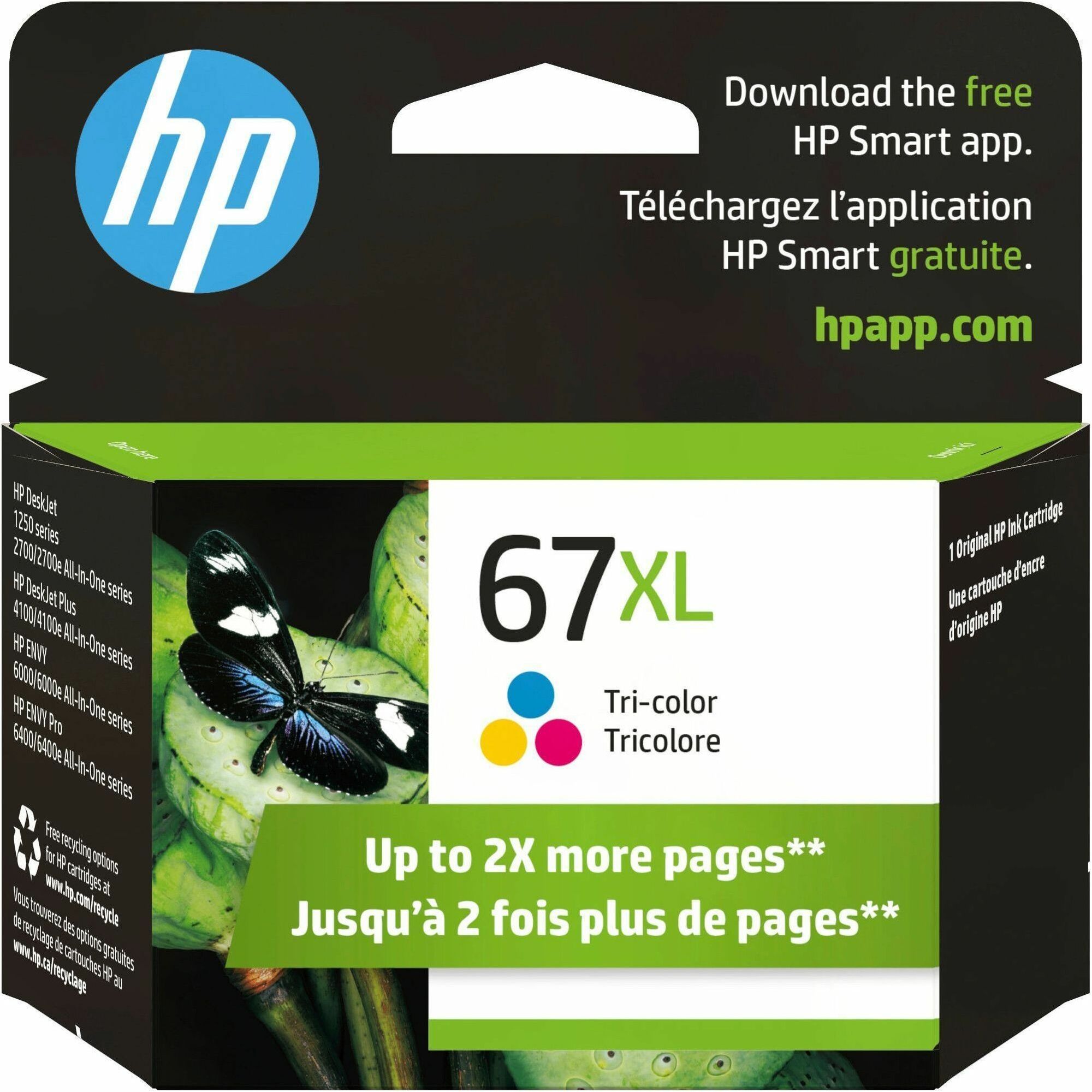 HP 67XL Original High Yield Inkjet Ink Cartridge - Tri-color - 1 Pack - 240 Pages