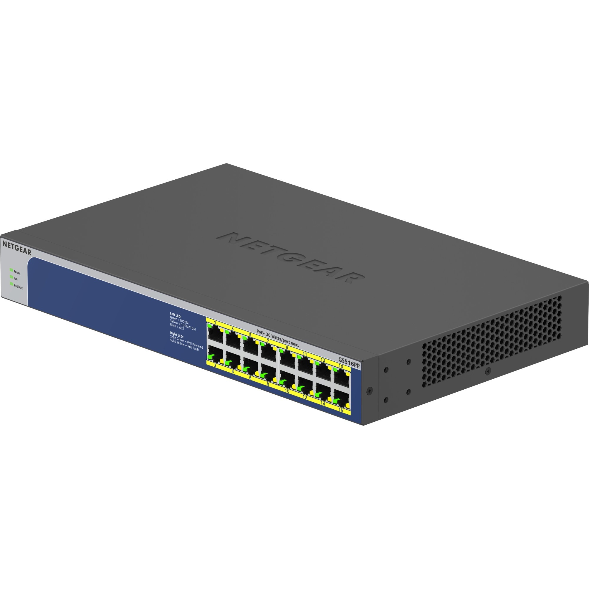 NETGEAR 15.4W給電PoEパススルー対応L2+スイッチ GS516TP Netgear GS516PP Ethernet Switch - 16 Ports - 2 Layer Supported