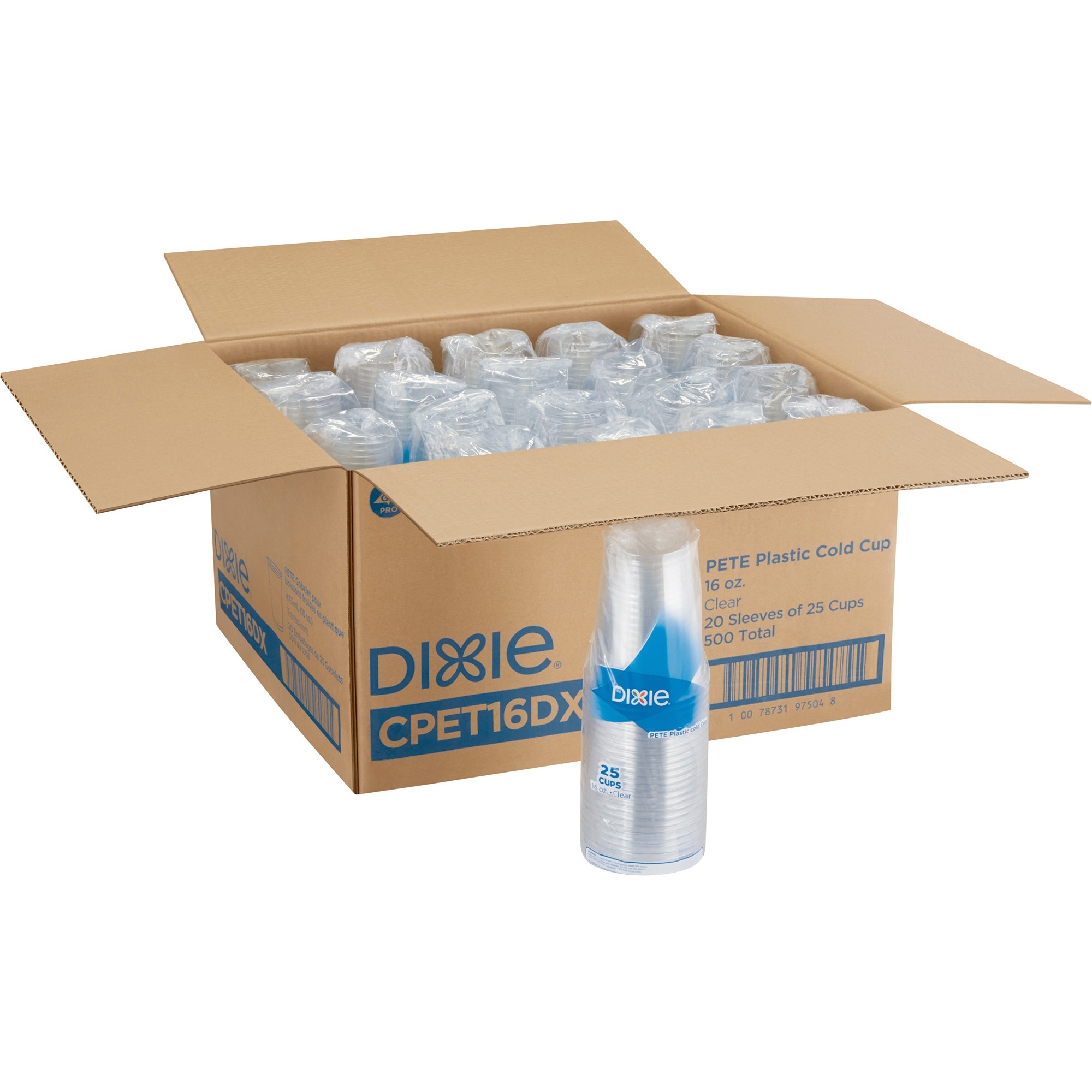 Dixie 16 oz Cold Cups by GP Pro - 16 fl oz - Clear - PETE Plastic - Coffee Shop, Soda, Sample, Iced Coffee, Restaurant, Breakroom, Lobby, Beverage, Cold Drink - 25/Pack - 20 / Carton