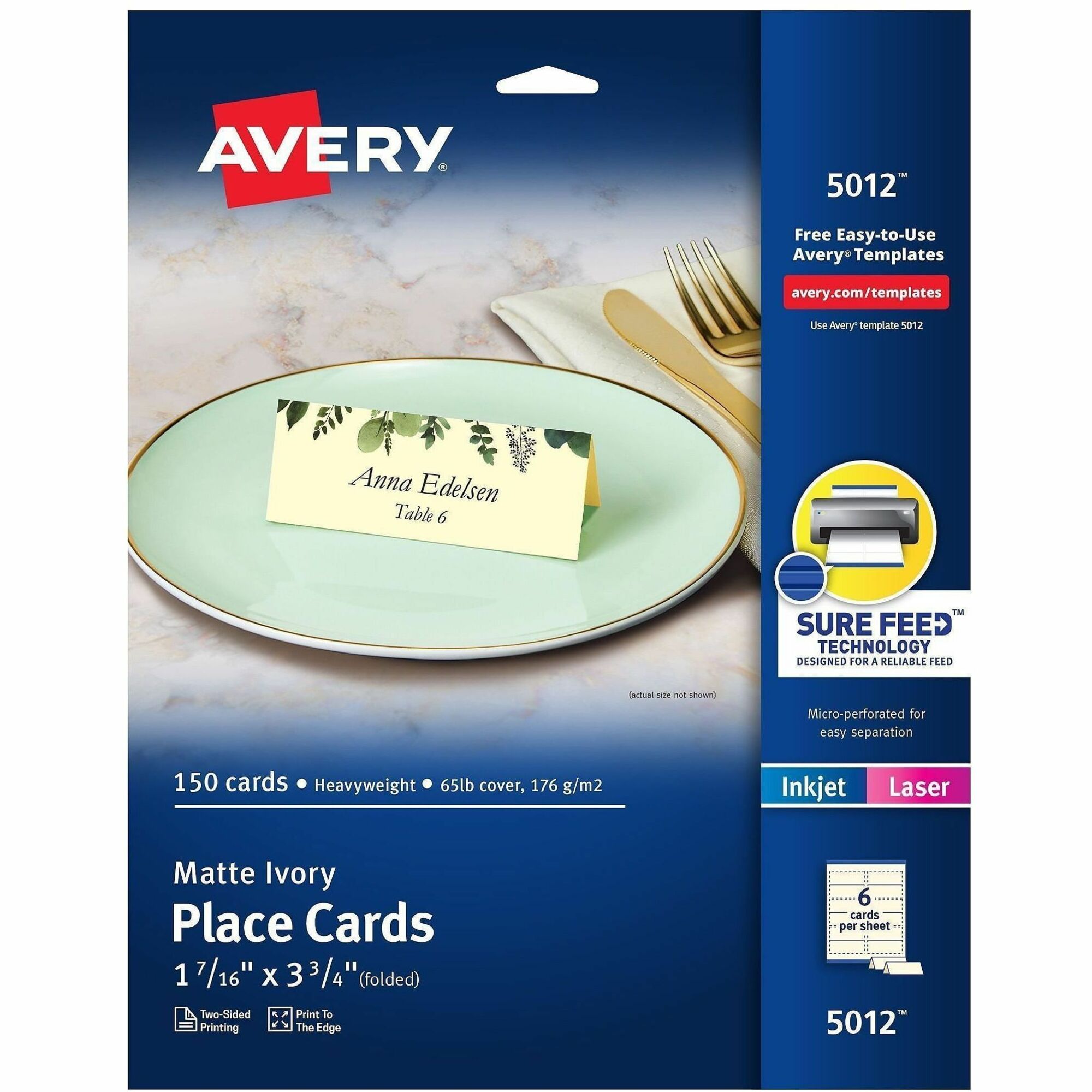 Avery&reg; Ivory Matte 2-sided Place Cards