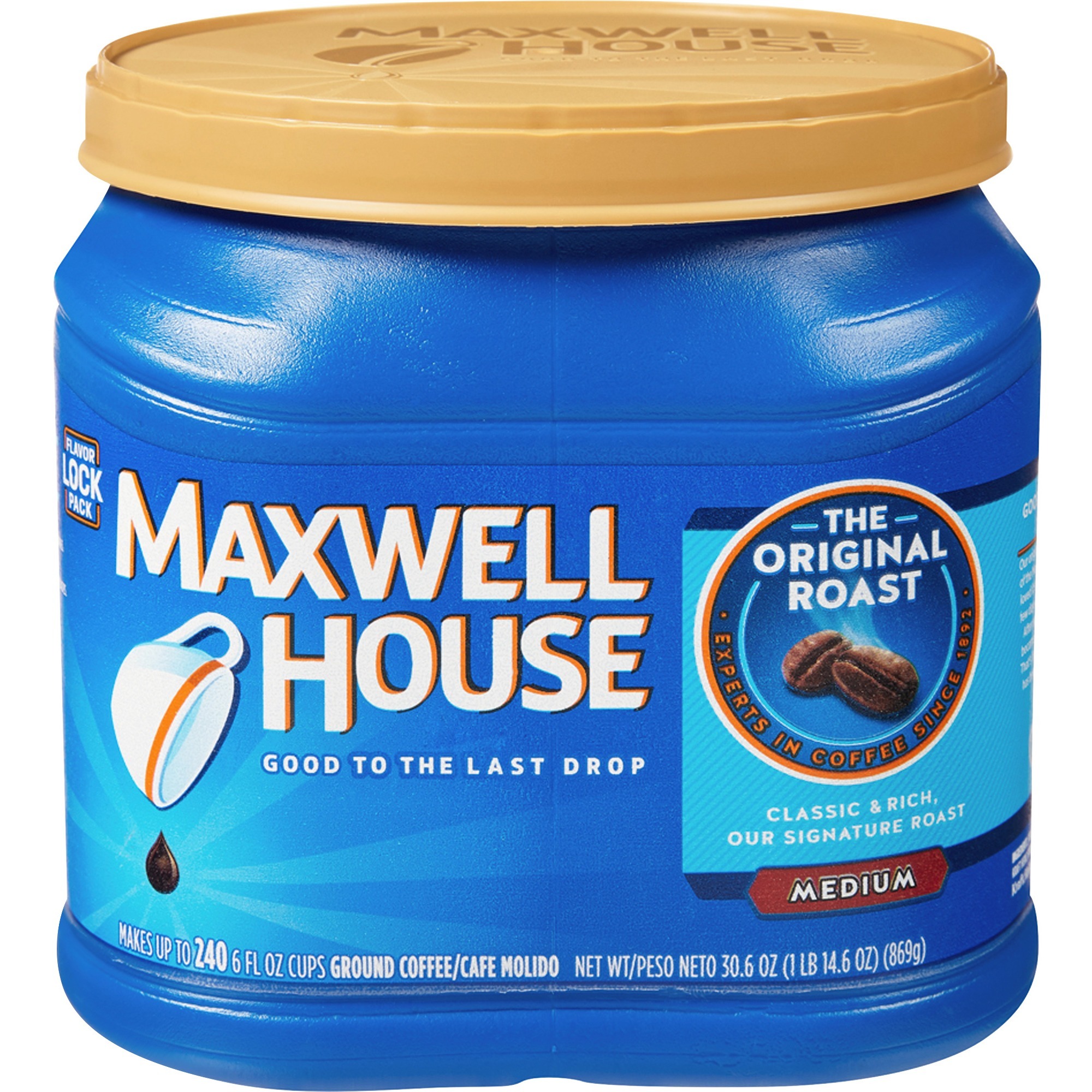 Maxwell House Ground Original Roast Coffee - Medium - 30.6 oz - Ground - Arabica - 294 / Pallet