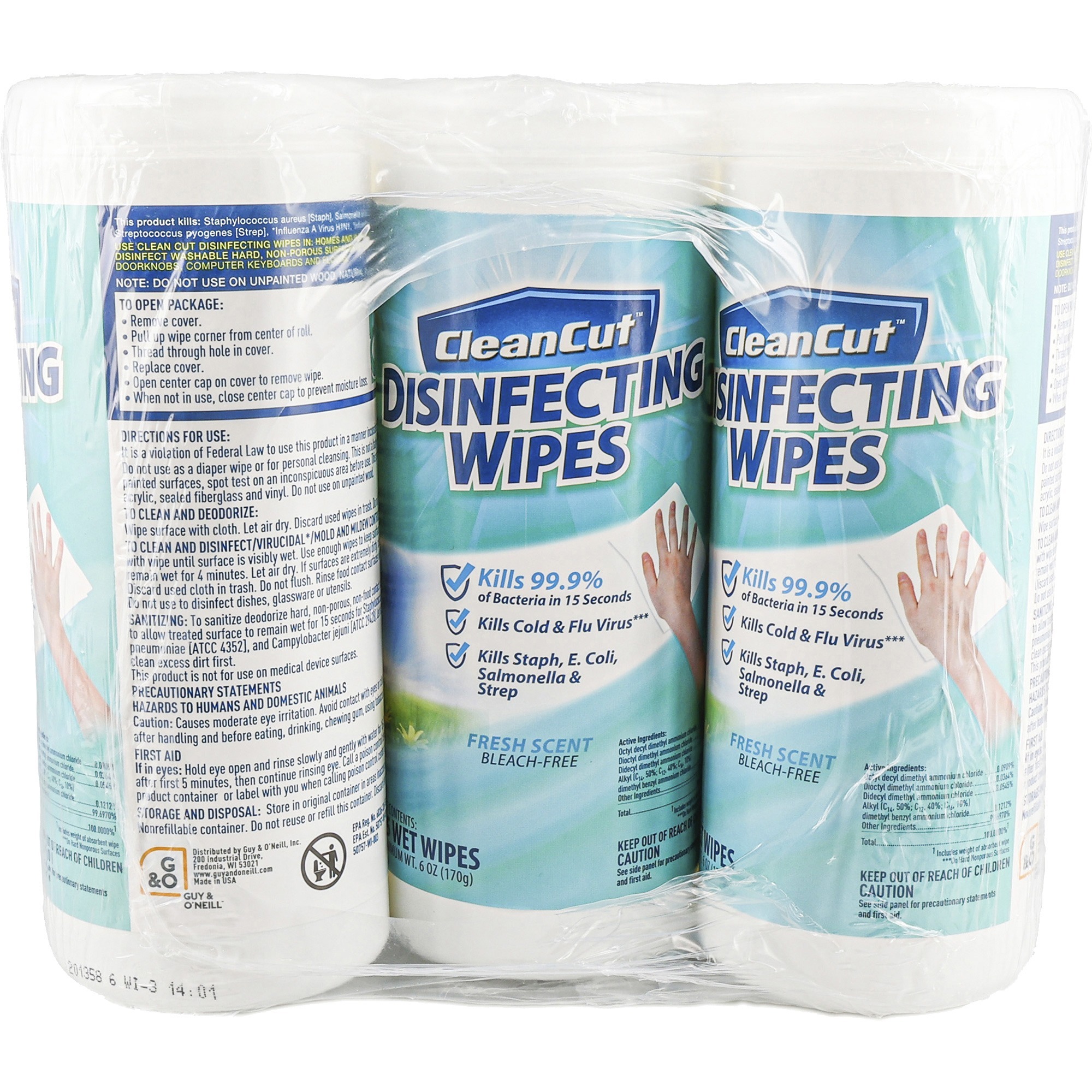 Clean Cut Disinfecting Wipes - Fresh Scent - No-mess, Streak-free, Disinfectant - White - 35/Tub - 12 / Carton